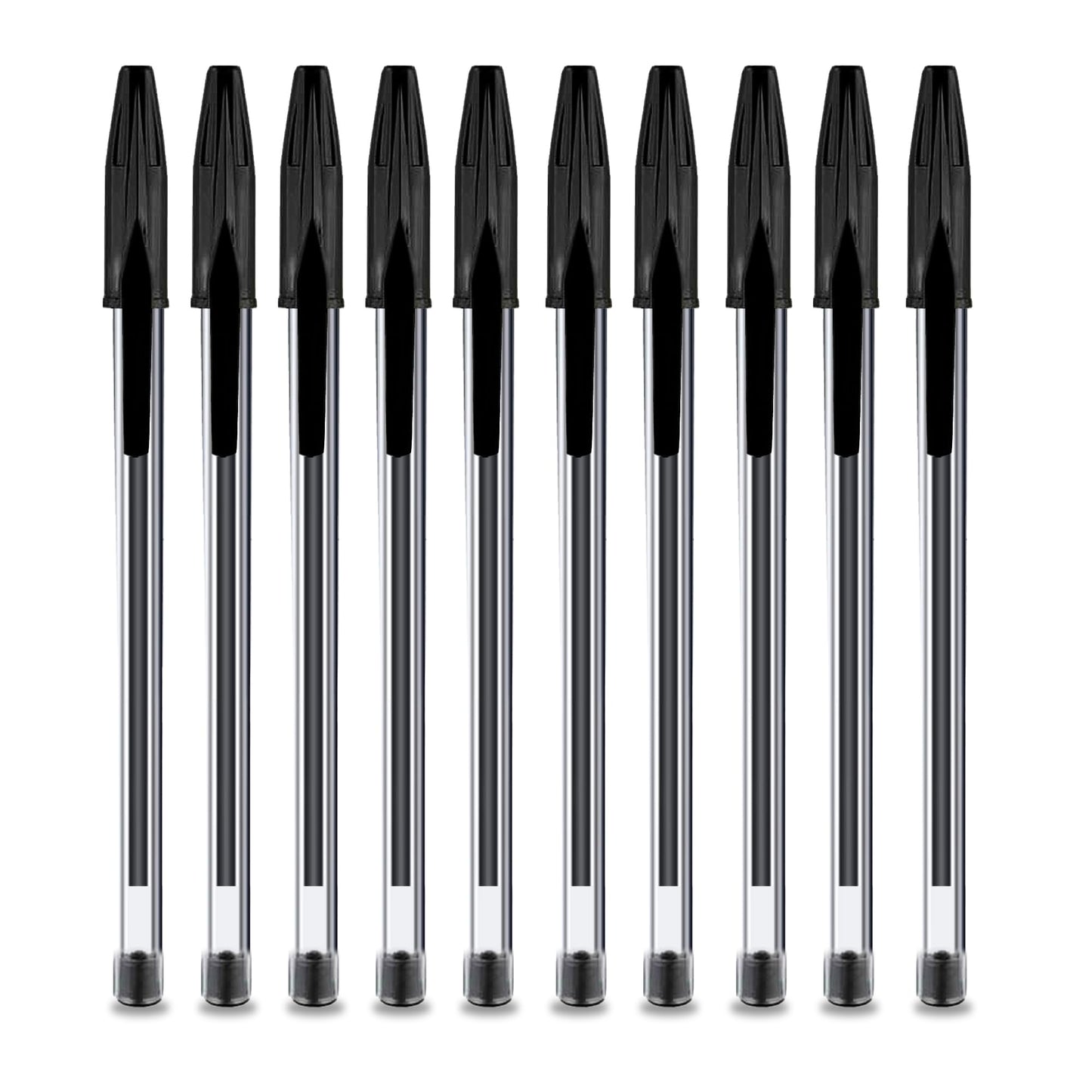 G4GADGET Premium Pack of 50 Black Biro Ballpoint Pens - Medium Tip for Fluent, Smooth Writing - Professional Quality Pens for Home, Office, and School Use 50 Count (Pack of 1)