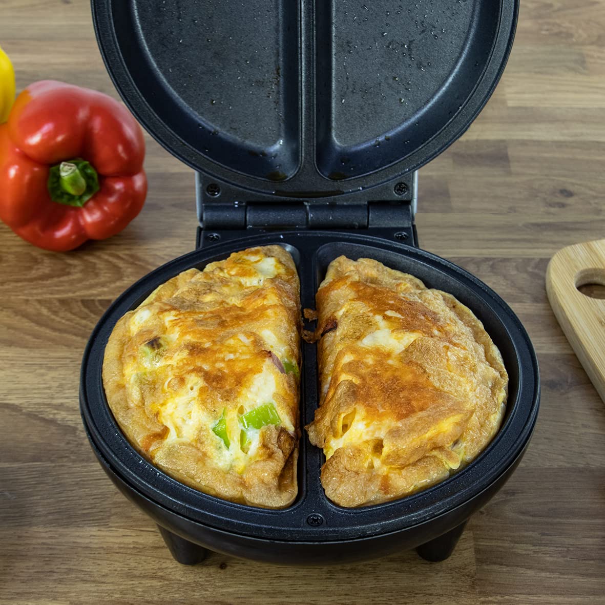 Dual Omelette Maker Electric - Easy Clean Non-Stick Cooking Plate - Makes Healthy Omelettes, Scrambled & Fried Eggs - Featuring Ready Indicator Light & Cool Touch Handle