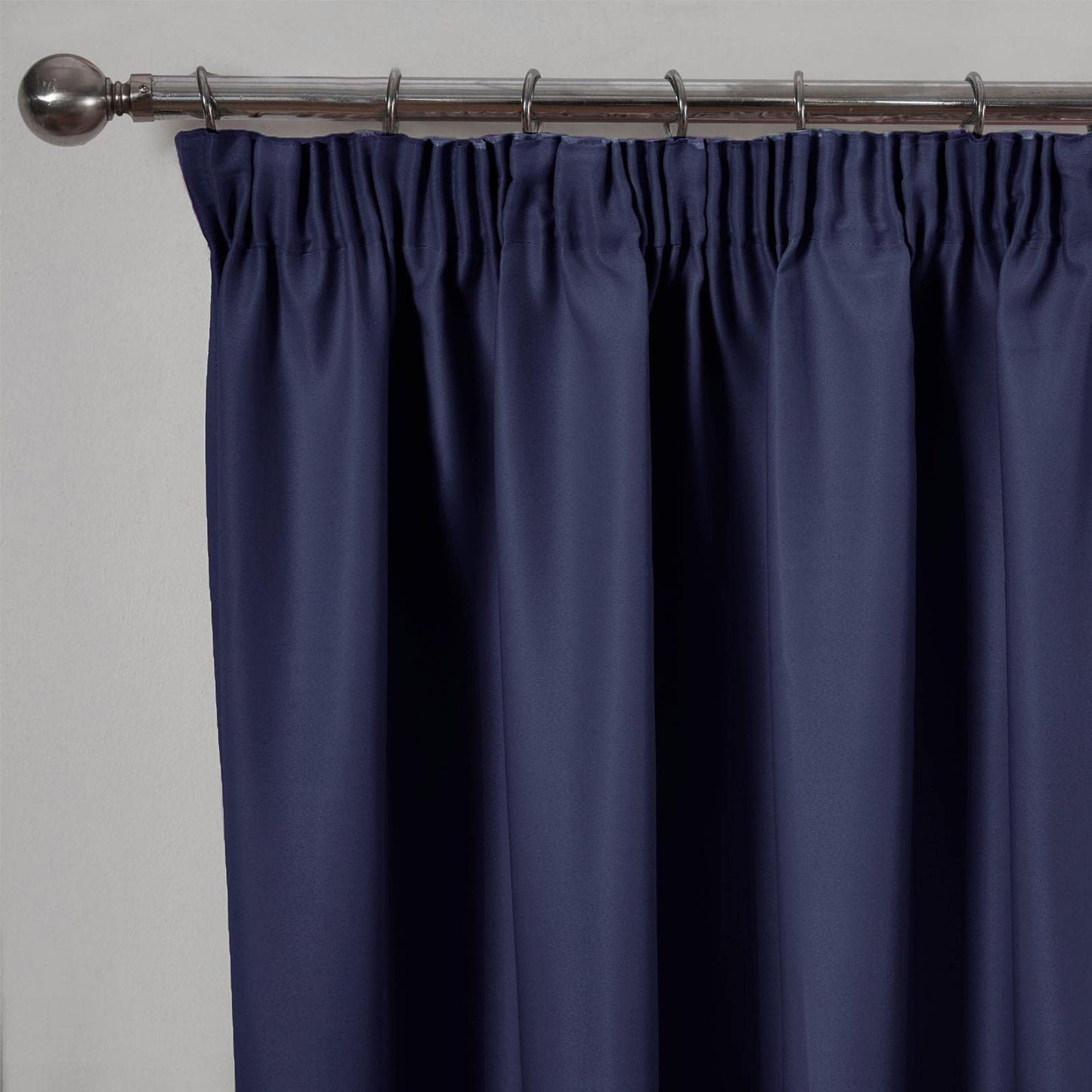 Dreamscene Pencil Pleat Blackout Curtains Set of 2 Thermal Tape Top Heading Panels, Navy Blue - Width 66" x Drop 72" 66" wide x 72" drop