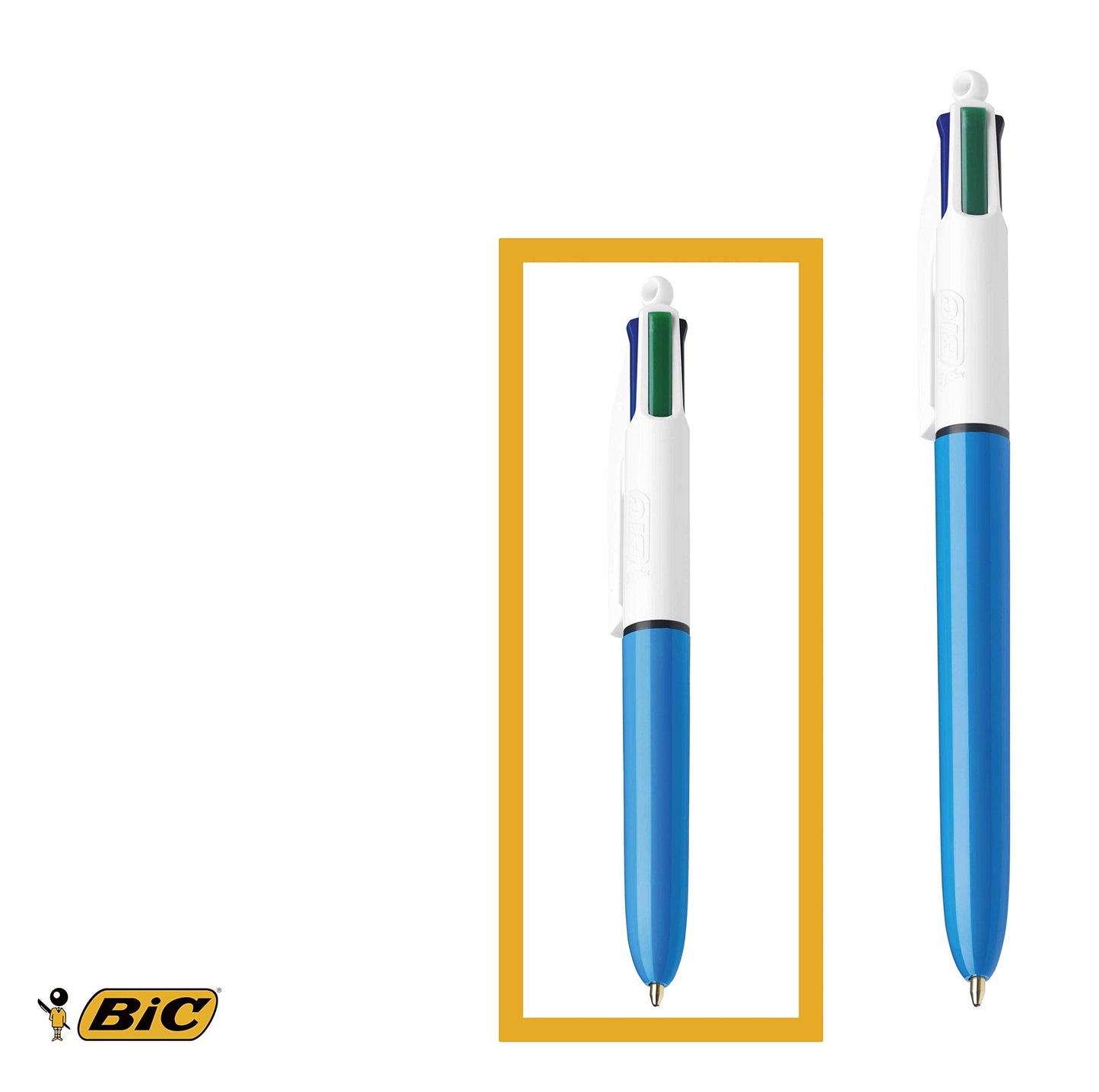 BIC 4 Colours Family Pen Pack of Retractable Ballpoint Pens with Four Ink Colours, Set of 4 (2 Mini, 2 Original) 4 Count (Pack of 1)