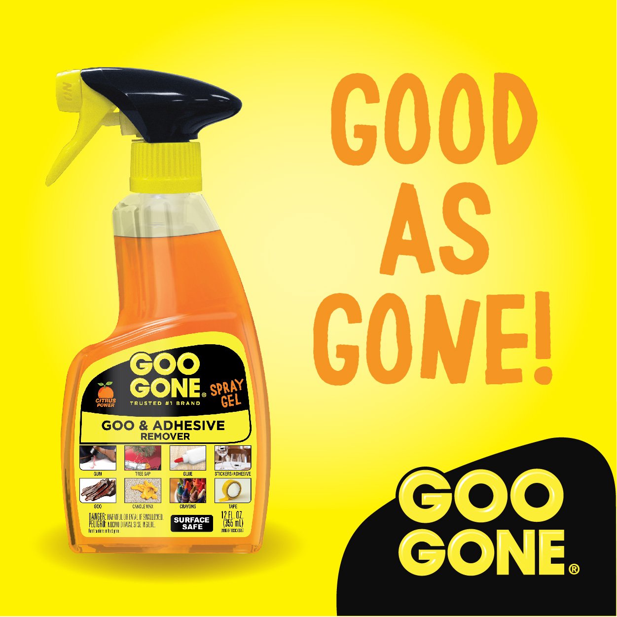 Goo Gone Goo & Adhesive Remover Spray Gel 355ml Bottle 355 ml (Pack of 1)