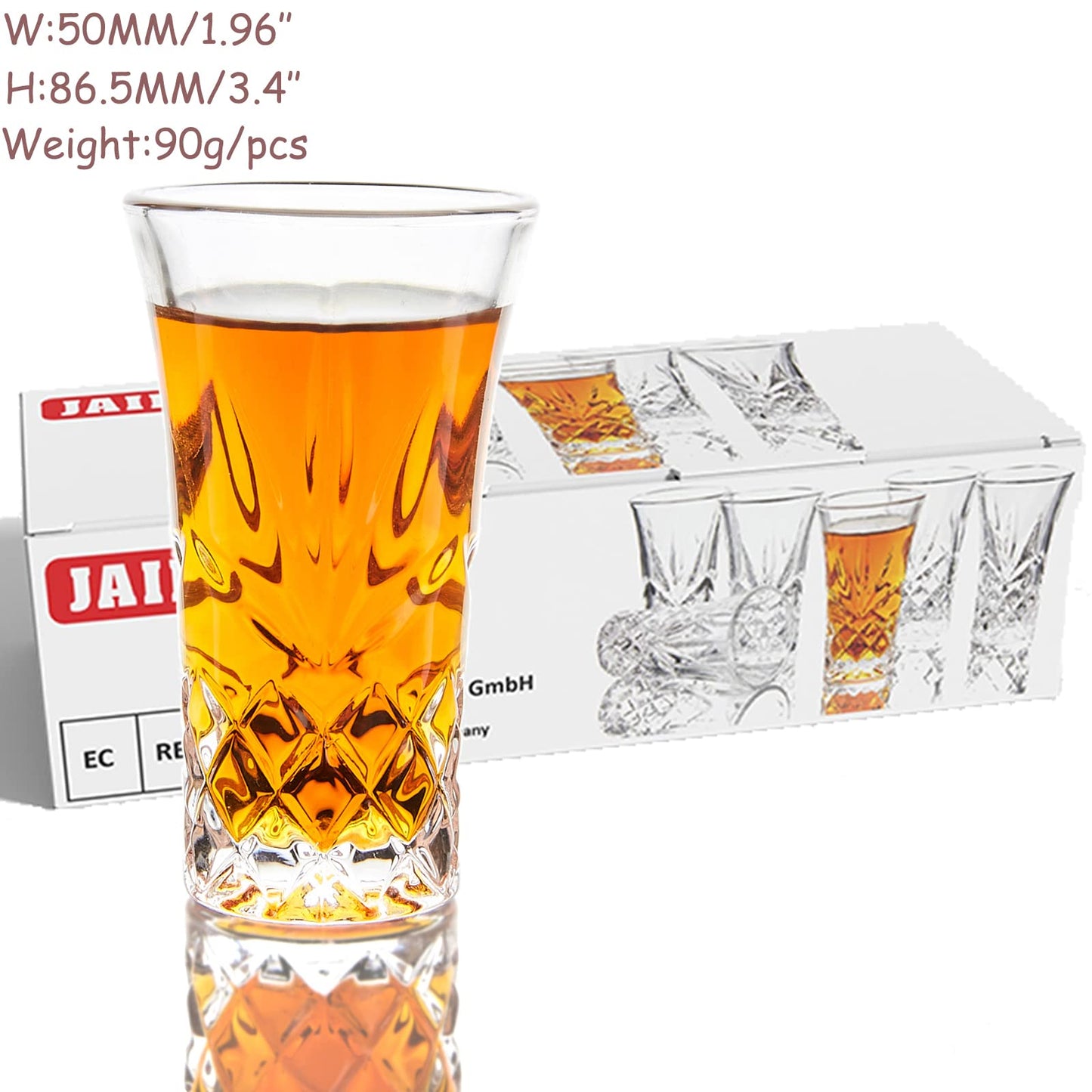 JAIEF 2 oz Tequila Glasses Heavy Base Shot Glass Cordial Glasses (Set of 6) Set of 6