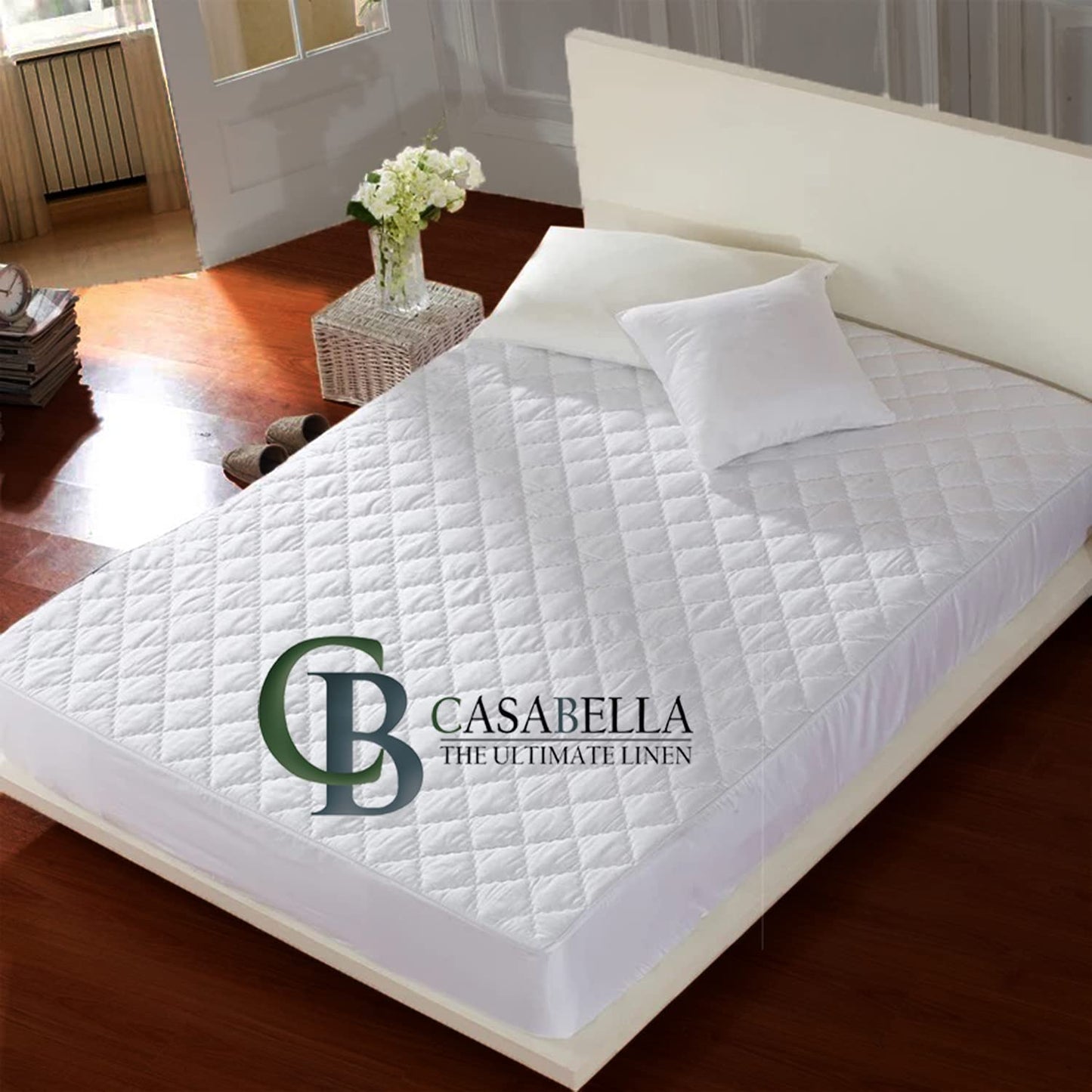 Casabella Extra Deep Quilted Matress Protector 12" Fitted Bed Cover Polycotton Mattress Protectors (Single, Quilt) Single