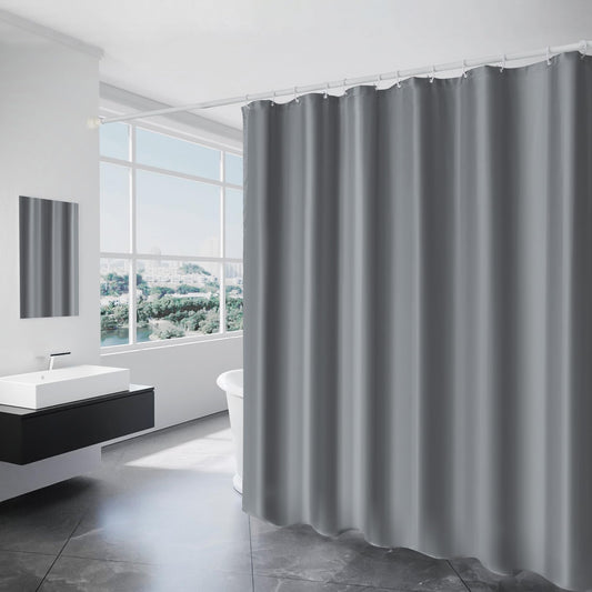 DUFU Shower Curtain Green-Grey Polyester Bathroom Curtain With 12 Hooks, Weighted Hem Quick-Drying Washable Waterproof Bath Curtain 180 x 200cm Shower Curtain Liner - Green-Grey Green-grey - 200x180cm