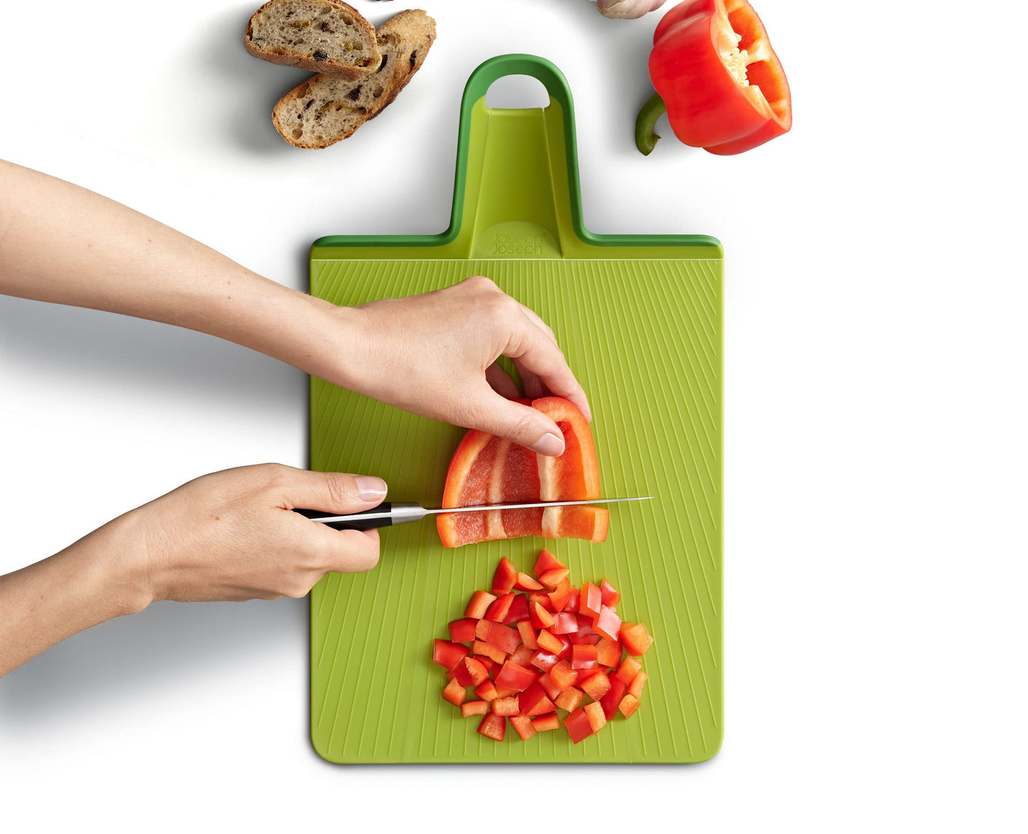 Joseph Joseph Chop2Pot Plus Folding Chopping Board Easy-Grip Handle (Large) - Green Large Single