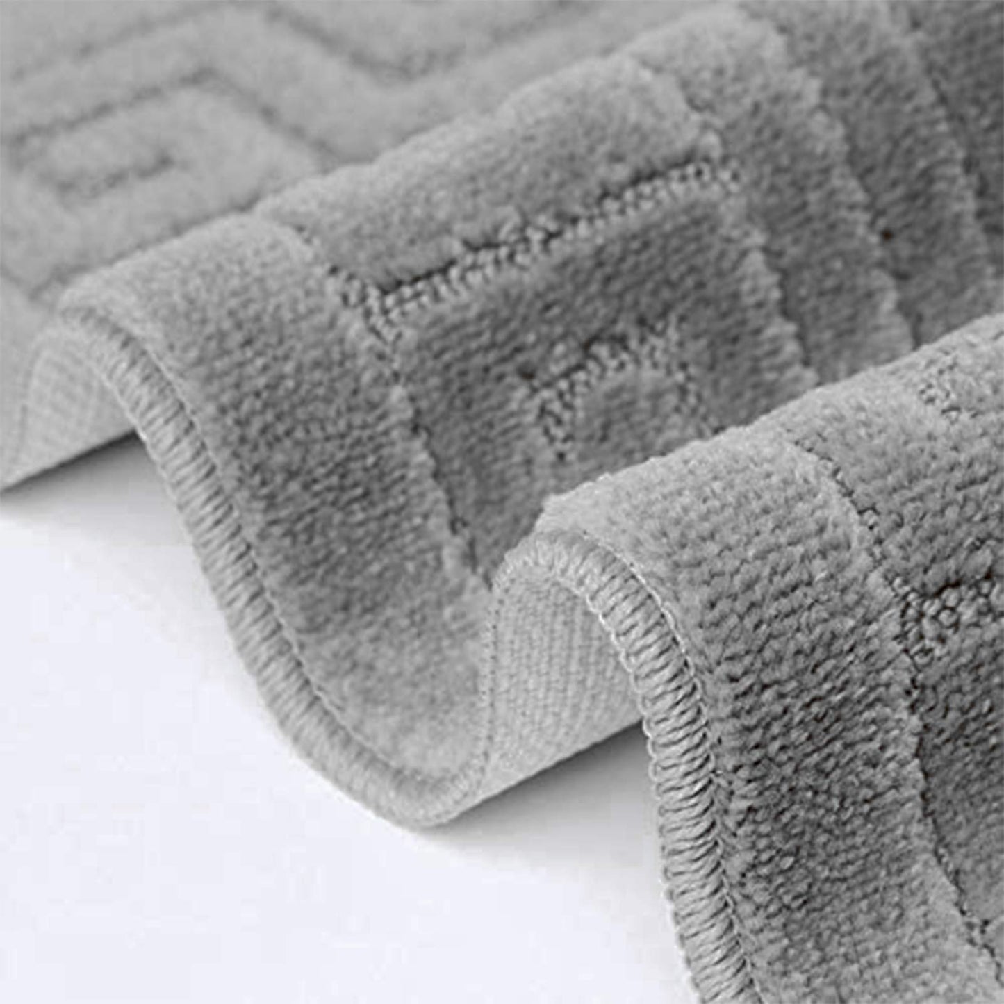 EDS New 2 Piece Bath Mat New Greek Style Set Non-Slip 13 Colours by 247 TRADERS (Silver) Silver