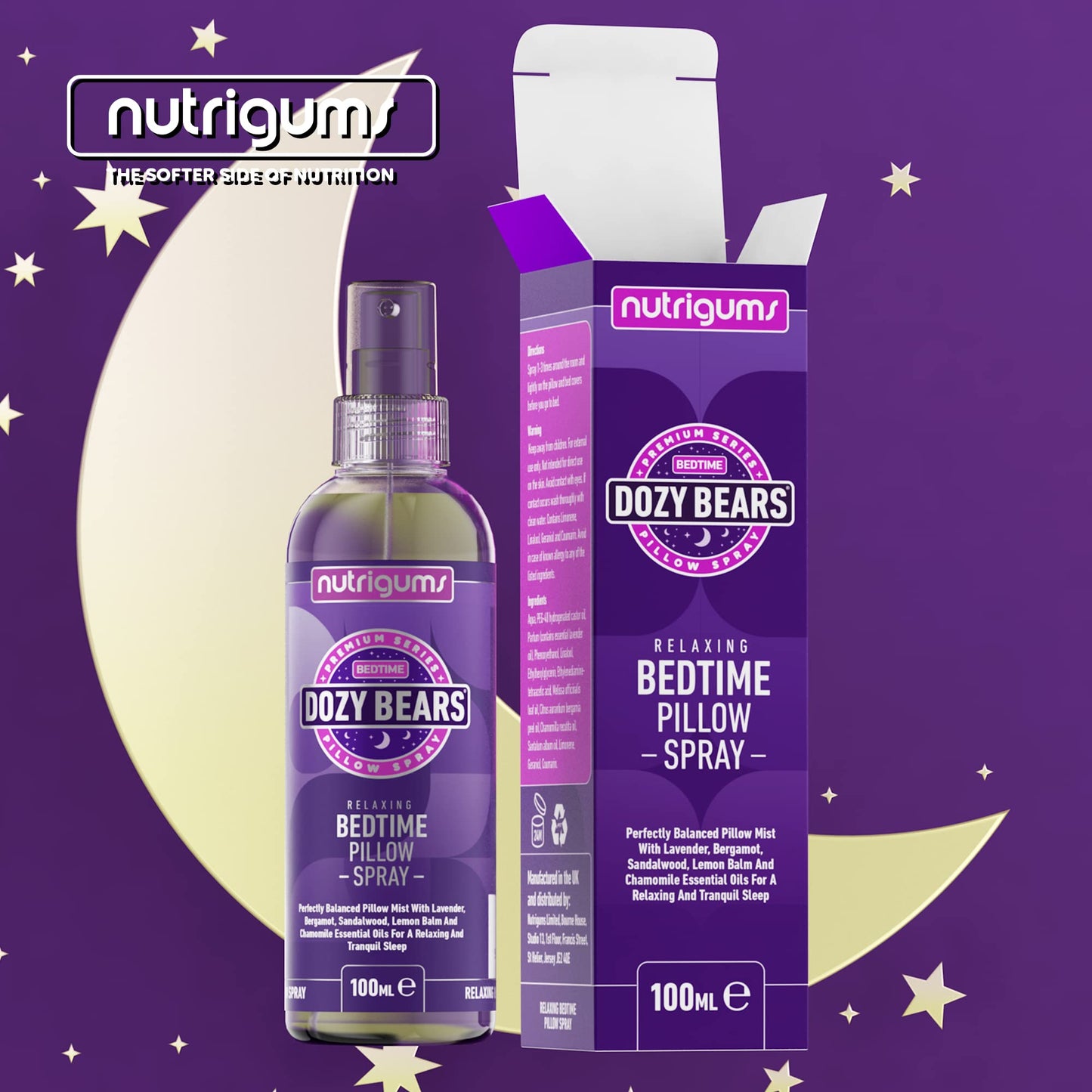 DOZYBEARS The Ultimate Bedtime Pillow Spray 100ml | Calming and Relaxing Pillow Mist with Soothing scents of Lavender, Lemon Balm, Chamomile, Sandalwood and Bergamot