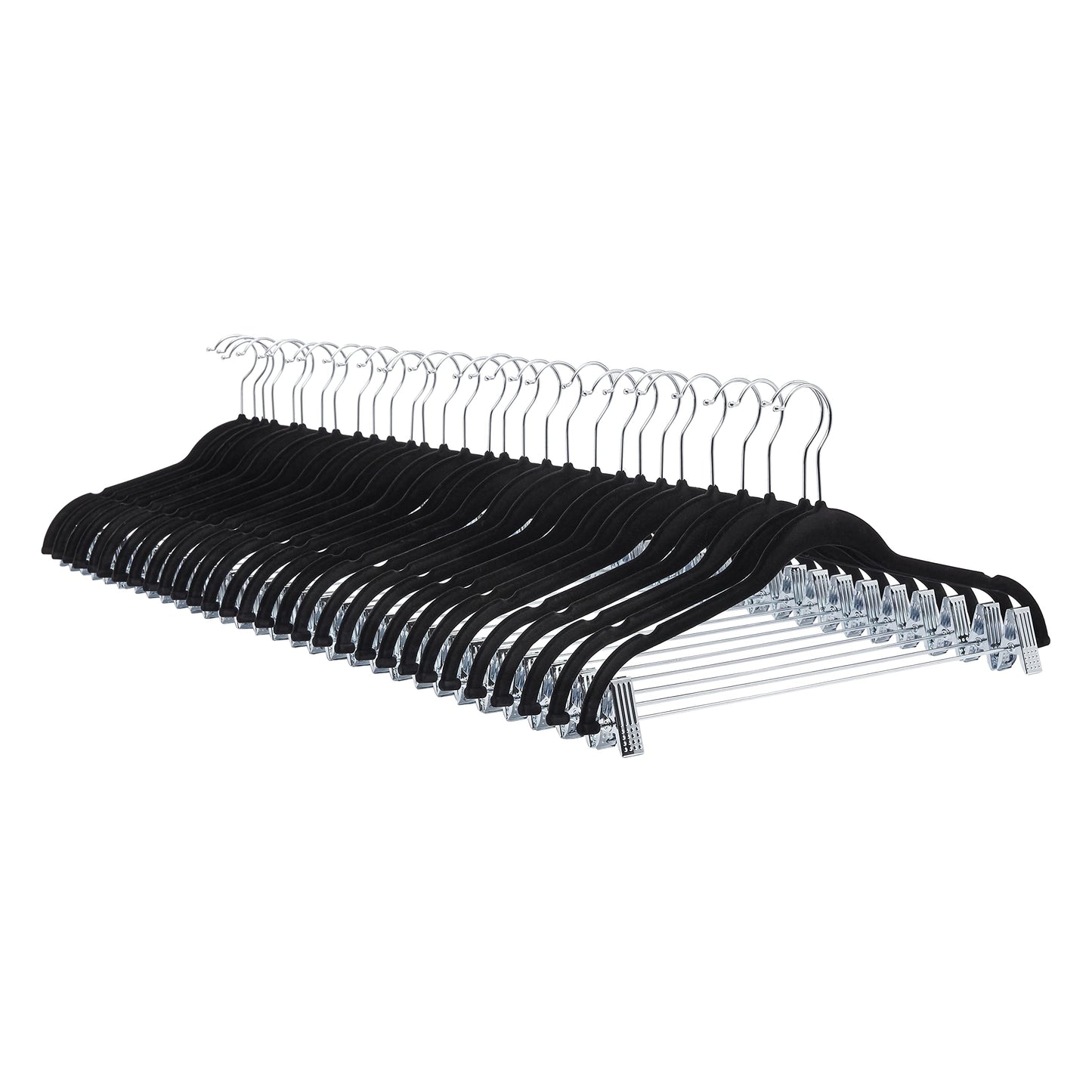 Amazon Basics Velvet Skirt Hangers with Clips, Pack of 24, Black 24-Pack