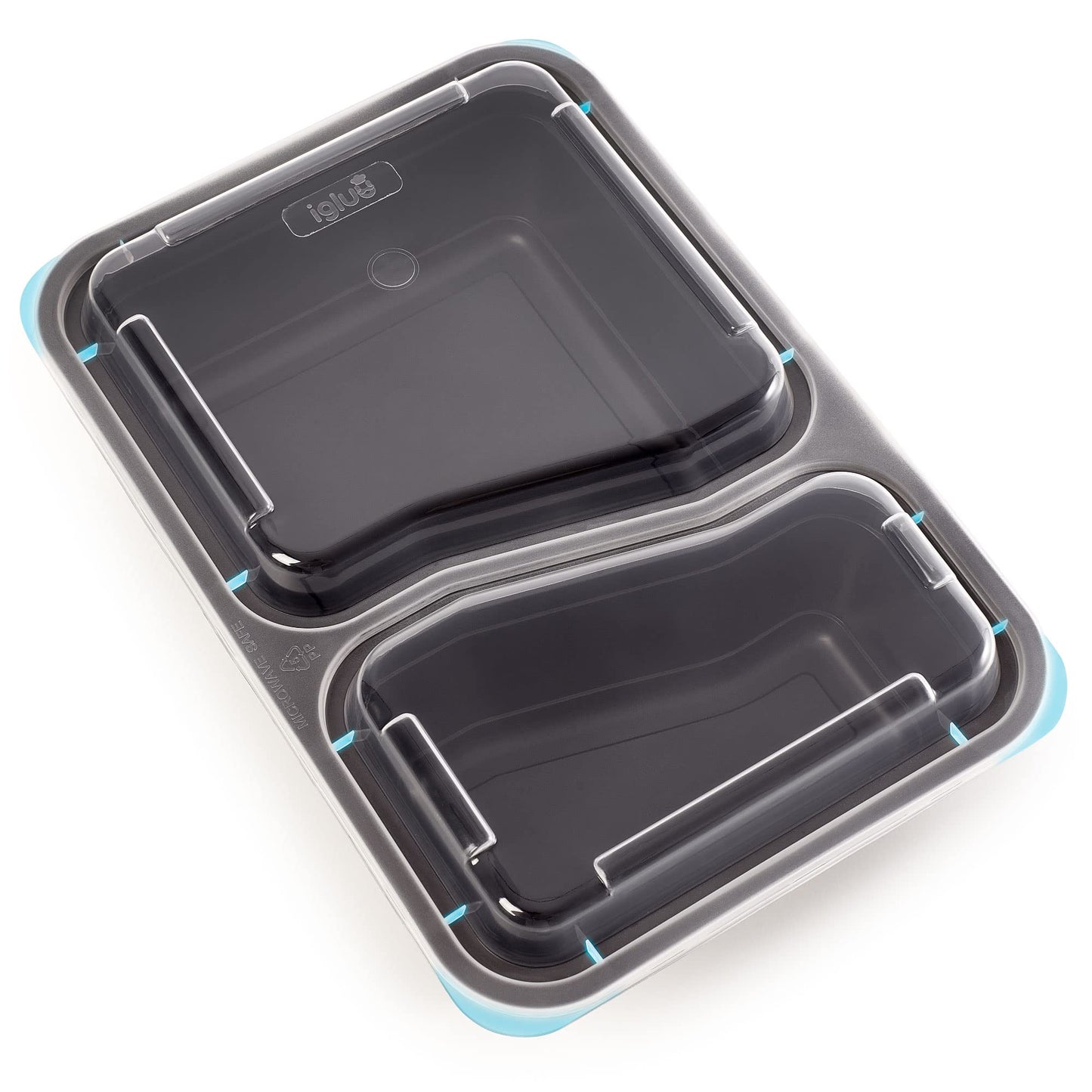 2 Compartment Meal Prep Containers - Reusable BPA Free Plastic Food Storage Trays with Airtight Lids - Microwavable, Freezer and Dishwasher Safe - Stackable Bento Lunch Boxes – [10 Pack, 30 oz] 10