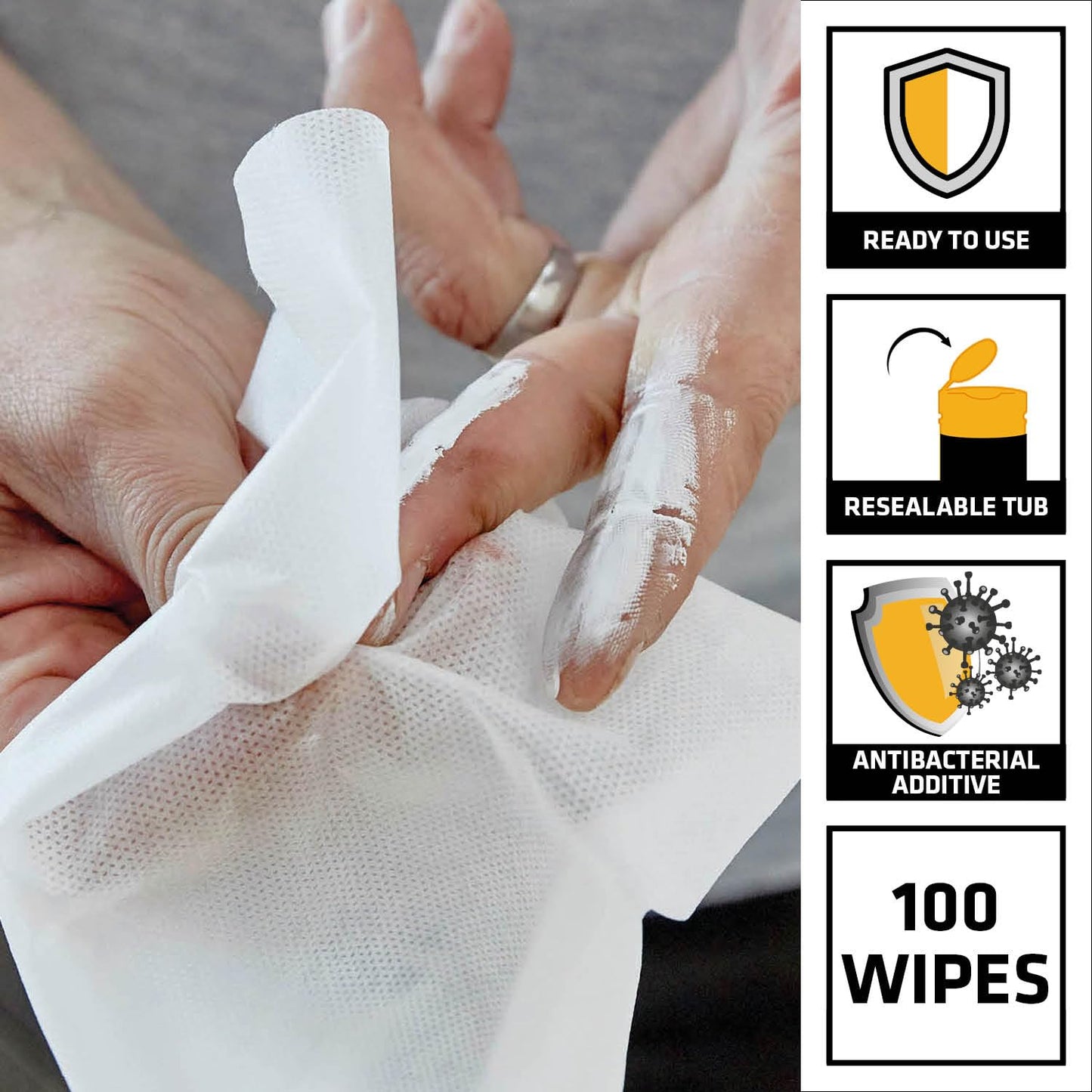 Everbuild Wonder Wipes Multi-Use Cleaning Wipes for the Building Trade | Specially Formulated to Clean Hands, Tools and Surfaces - 100 Wipes 100 count (Pack of 1)