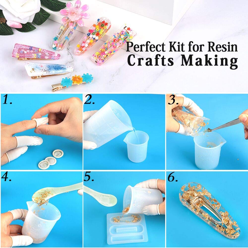 LEOBRO Silicone Measuring Cups for Epoxy Resin, 250, 100ml Reusable Epoxy Resin Mixing Cups, Silicone Pouring Cup, Thick Hard Stir Stick, Finger Cots, Tweezers for Resin Mixing Resin Casting Molds 1 250ml*1+100ml*2