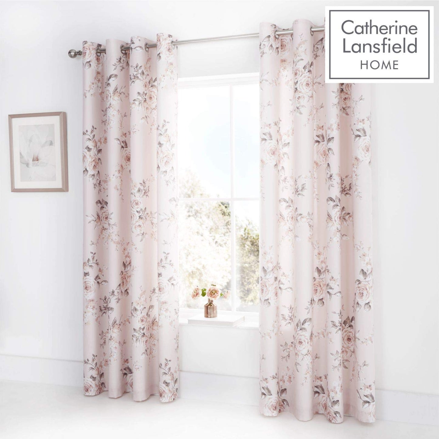 Catherine Lansfield Canterbury Floral Reversible Super King Duvet Cover Set with Pillowcases Blush Pink Super King Duvet Set