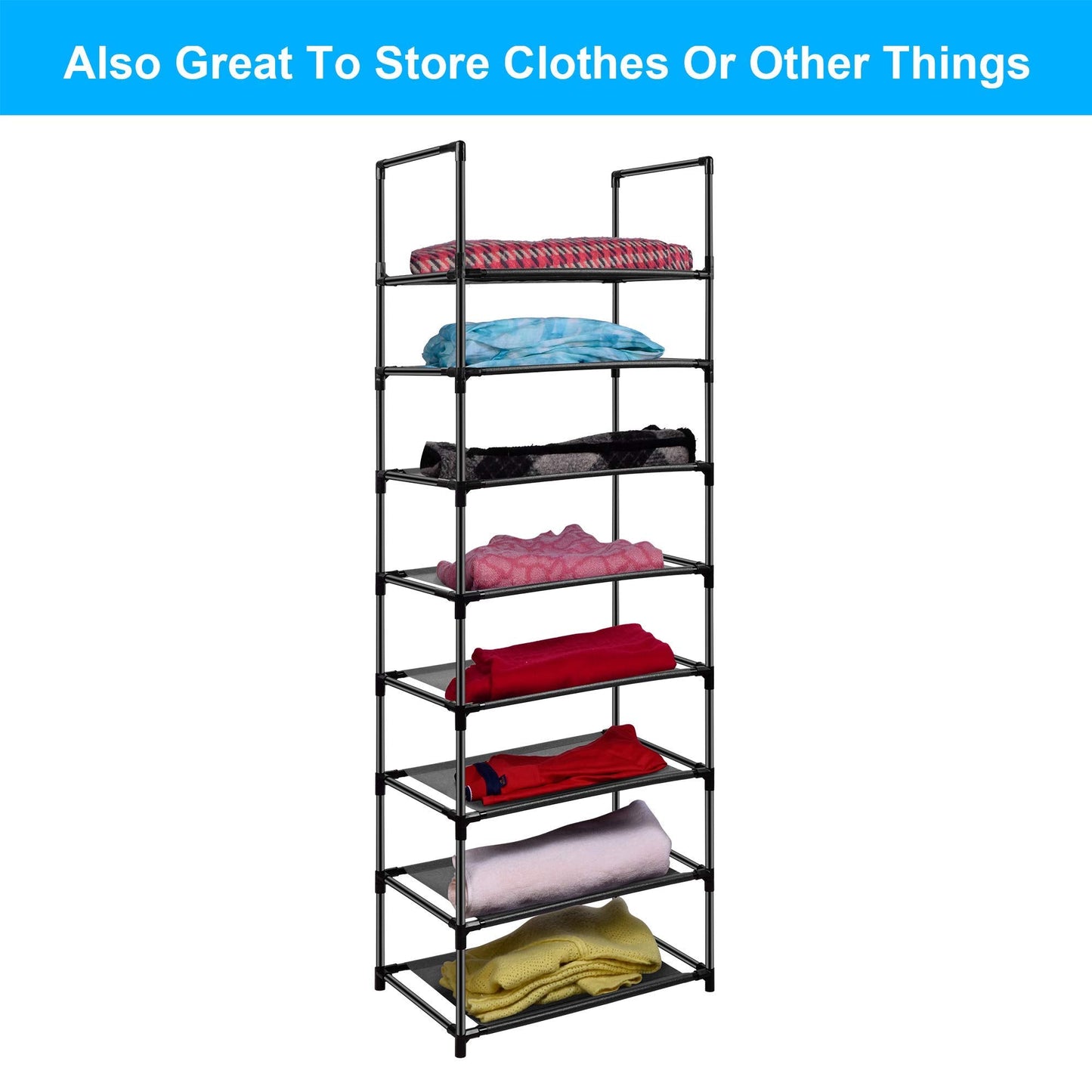 Easyhouse 8 Tier Metal Sturdy Shoe Rack for Entryway/Closet, Stores 16-20 Pairs of Shoes, Multi-use Shelf Organizer for Space Saving Storage