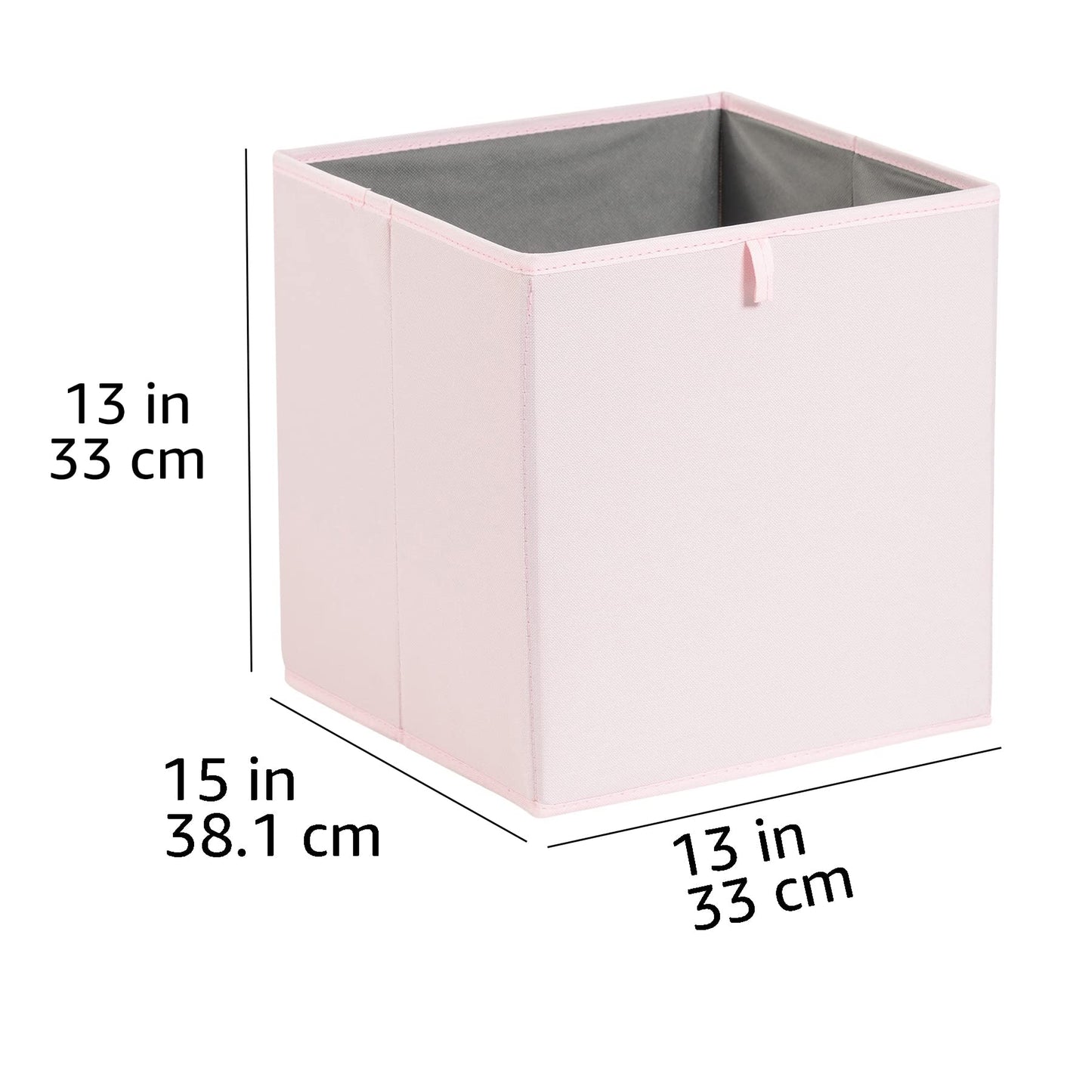 Amazon Basics Collapsible Fabric Storage Cube Organiser Bins, Pack of 6, Peony Pink, 33 x 38 x 33 cm