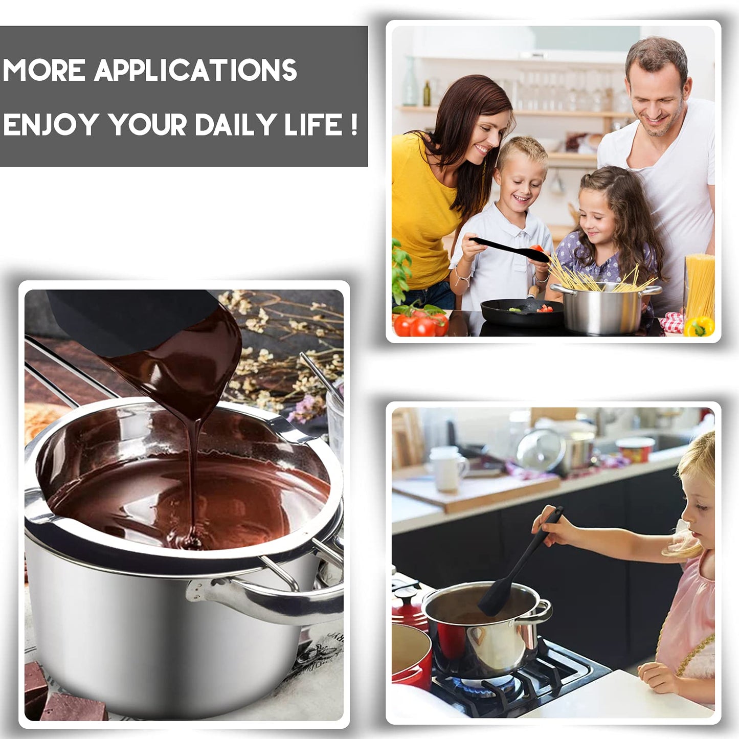 1000ML/1QT Double Boiler Chocolate Melting Pot with 2.3 QT 304 Stainless Steel Pot, Chocolate Melting Pot with Silicone Spatula for Melting Chocolate, Candy, Candle, Soap, Wax 1000ml+2200ml