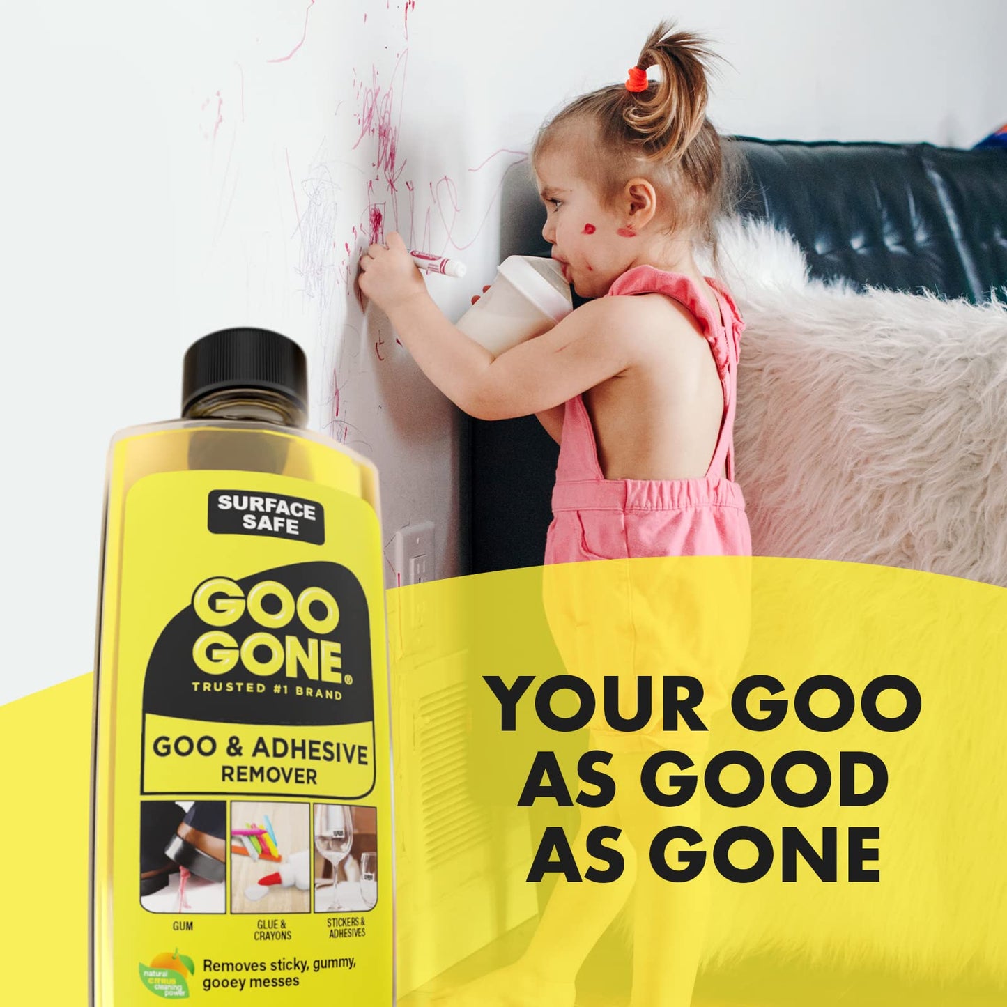 Goo Gone Original Liquid - 236 ml and Sticker Lifter | Surface Safe Adhesive Remover Safely Removes Stickers Tape Chewing Gum Grease