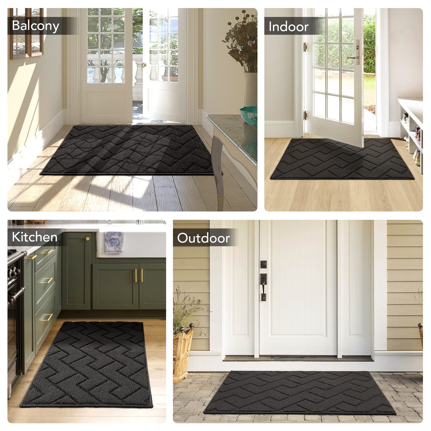 Biscpro Door Mat 50 X 80 cm, Indoor DoorMat Washable, Doormat Dirt Trapper Non-slip, Absorbent Inside Entrance Rug Floor Mat for Entryway, Patio, Garden, laundry Room,Pets and Dogs - Drak Grey Dark Grey