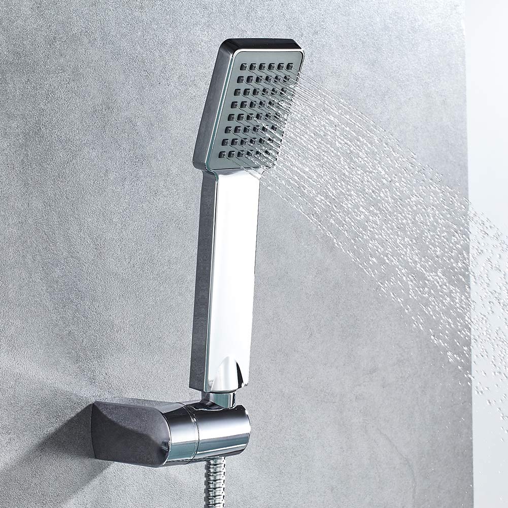 Ibergrif M20202 Shower Head, High Pressure Square Shower Heads, Universal Handheld Shower Head, Saving Shower Head, Rainfall Shower Head for Bath Taps, 1/2" Connection, Chrome M