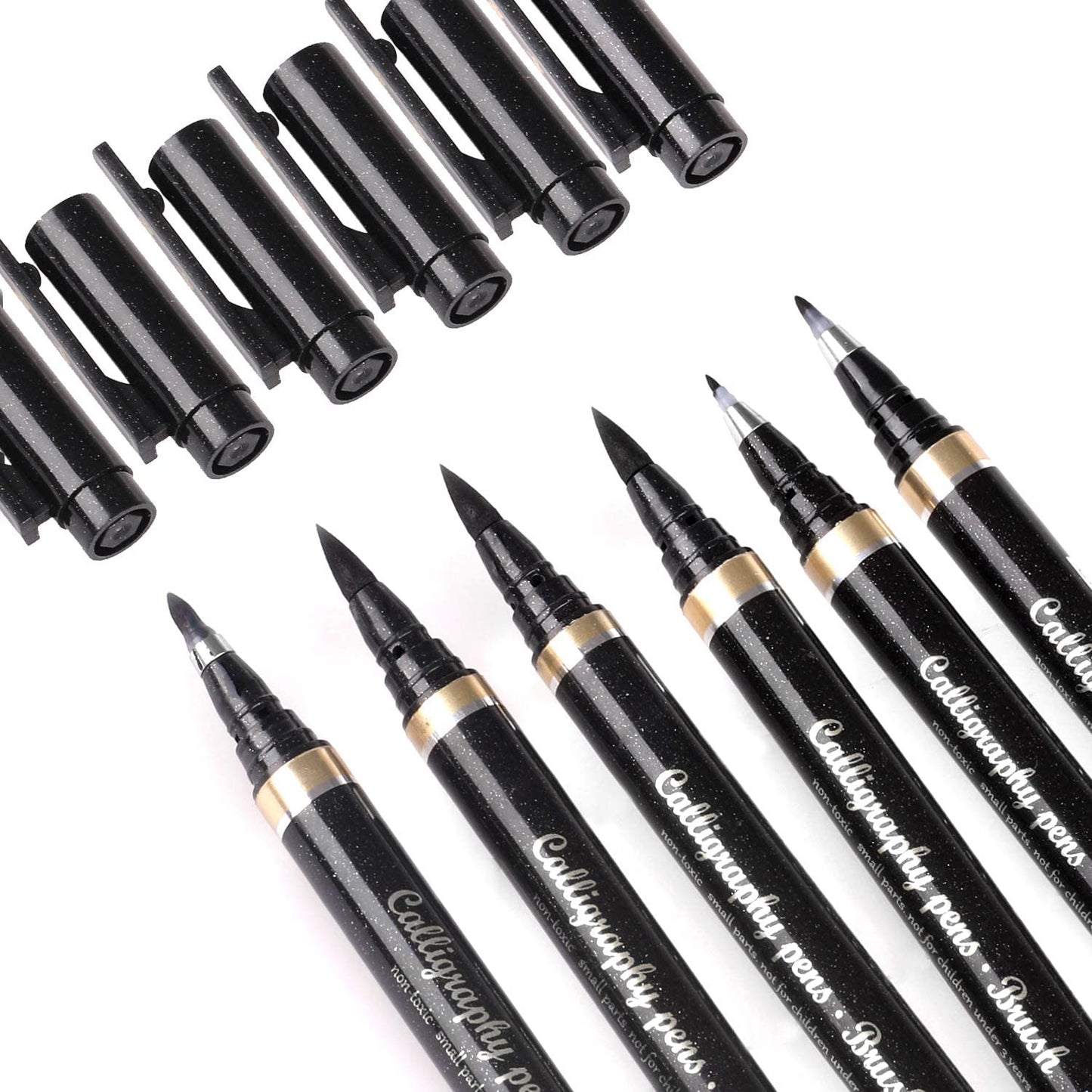 Calligraphy Pens - 6pcs Calligraphy Set for Beginners Refillable Black Brush Marker Pens,Hand Lettering Pens for Writing, Signature, Illustration, Design and Drawing, 4 Sizes