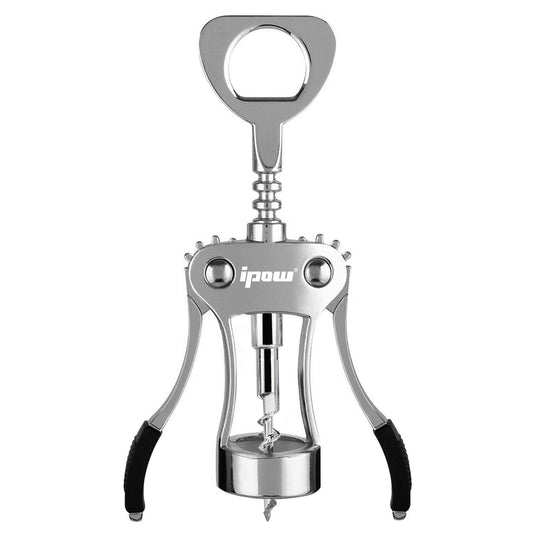 ipow WJ-098 Red Wine Beer Bottle Opener Wing Corkscrew Silver