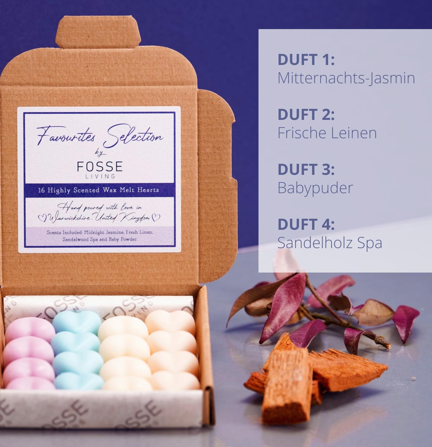 Favourites Selection Strong Scented Wax Melts 16 Pack - The Gift for Every Occasion – 4 of Our Favourite Scents - Fresh Linen, Baby Powder, Lime, Basil and Mandarin, Sandalwood Spa Favourites Selection