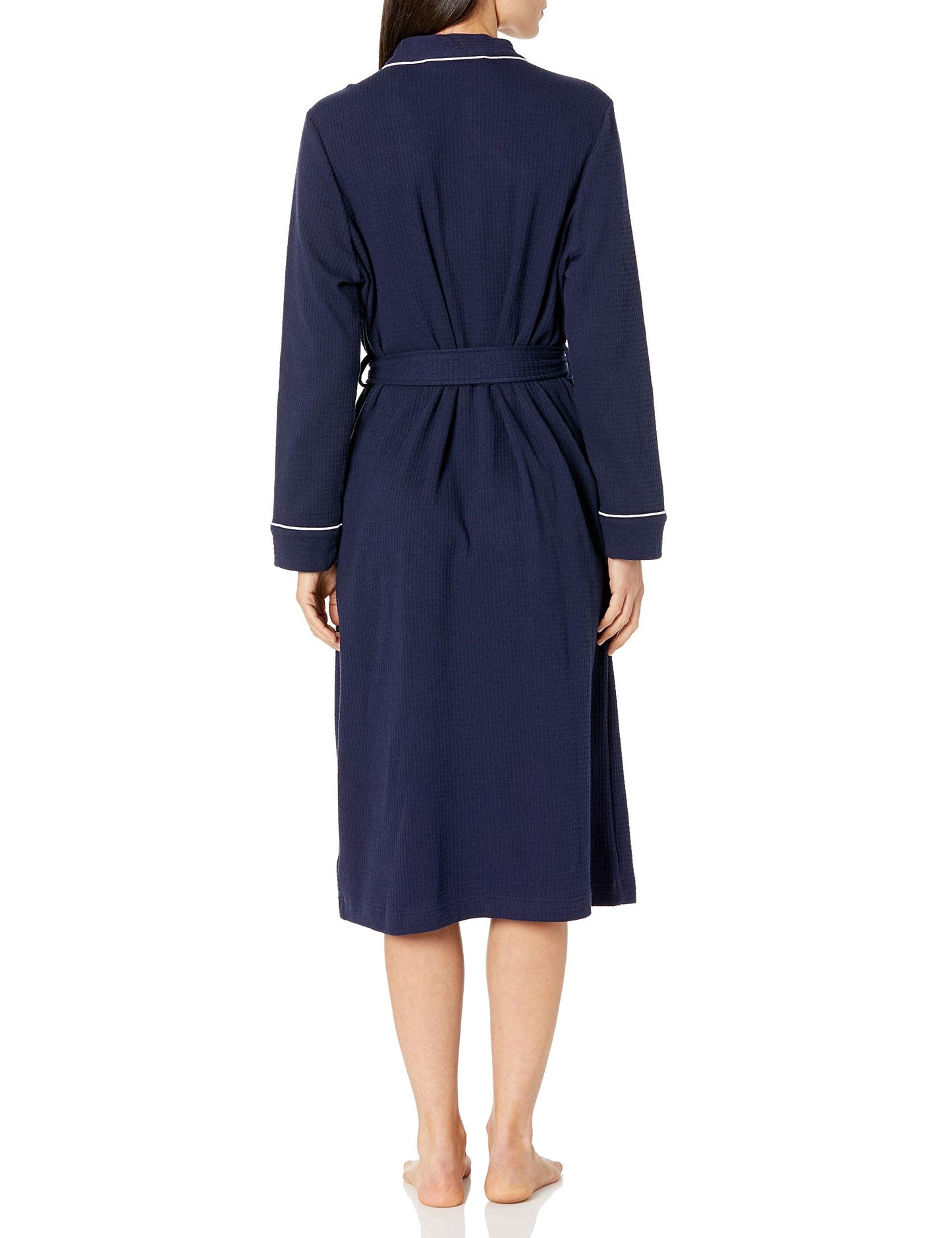 Amazon Essentials Women's Lightweight Waffle Full-Length Robe (Available in Plus Size) L Navy