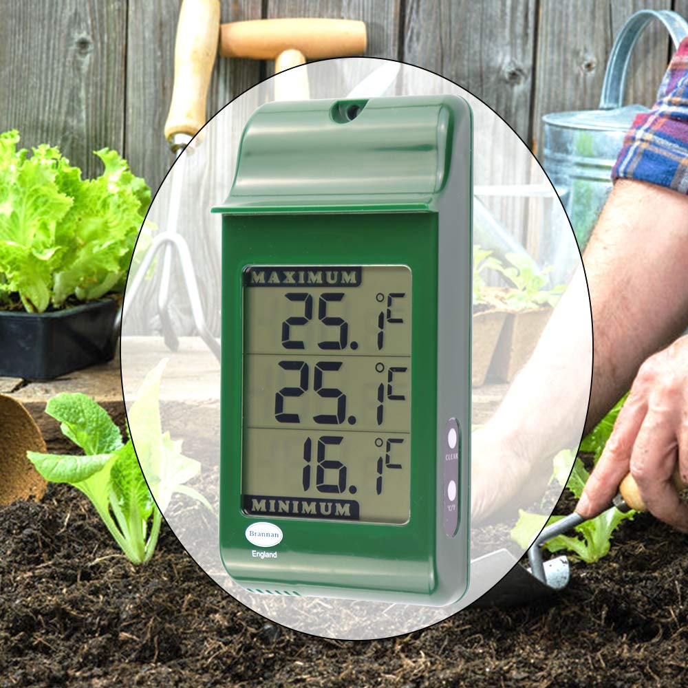 Digital Max Min Greenhouse Thermometer - Monitor Maximum and Minimum Temperatures For Use In The Garden Greenhouse or Home Indoor Outdoor Greenhouse Accessories Easily Wall Mounted