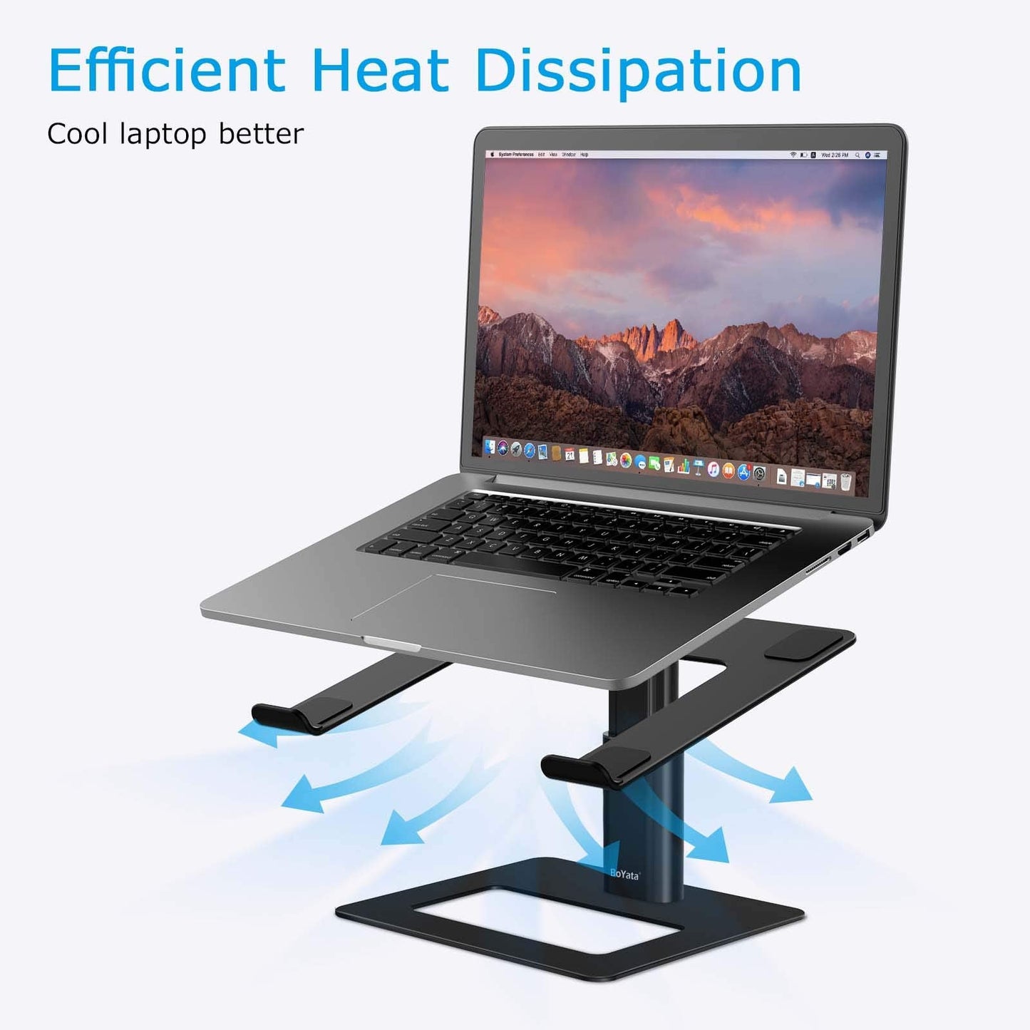 BoYata Laptop Stand, Height adjustable Ventilated Laptop Holder, Notebook Stand Compatible with 10-17'' MacBook Pro/Air, Dell, HP, Samsung, Acer Black