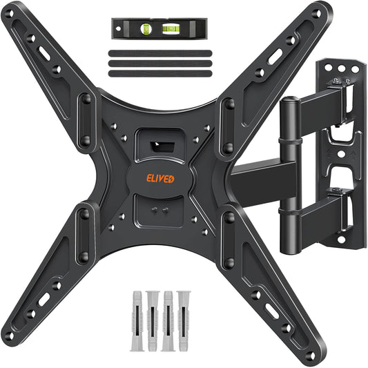 ELIVED TV Wall Bracket for Most 26-60 inch TVs, Tilt and Swivel Wall Mount for Flat or Curved TVs with VESA 100x100-400x400mm up to 40KG, Full Motion Corner TV Bracket with Articulating Arm EV009