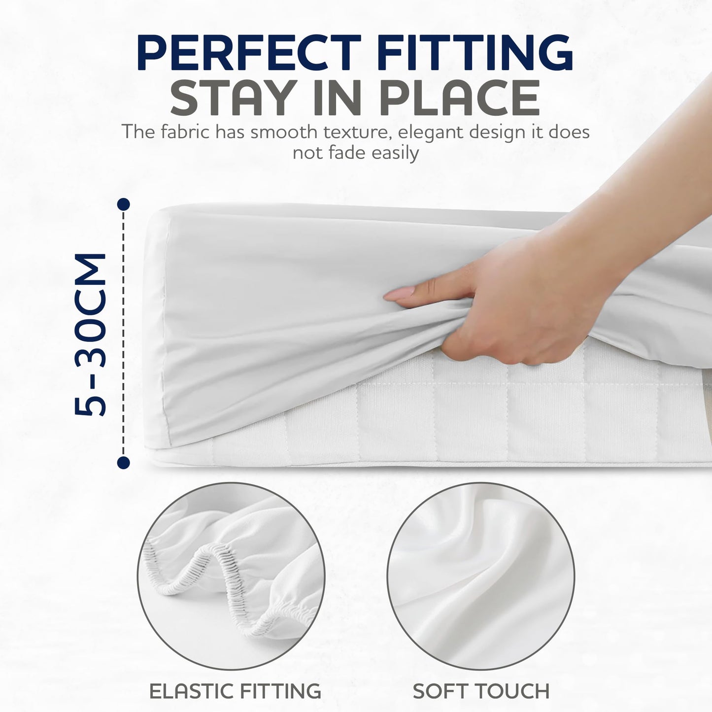 Fabriza 100% Egyptian Cotton Fitted Sheet, Comfortable and Soft Breathable Bed Sheets, Anti-Allergy, Bed Bug Proof, Easy to Use and Elastically Fit Around Your Mattress (White, King) White