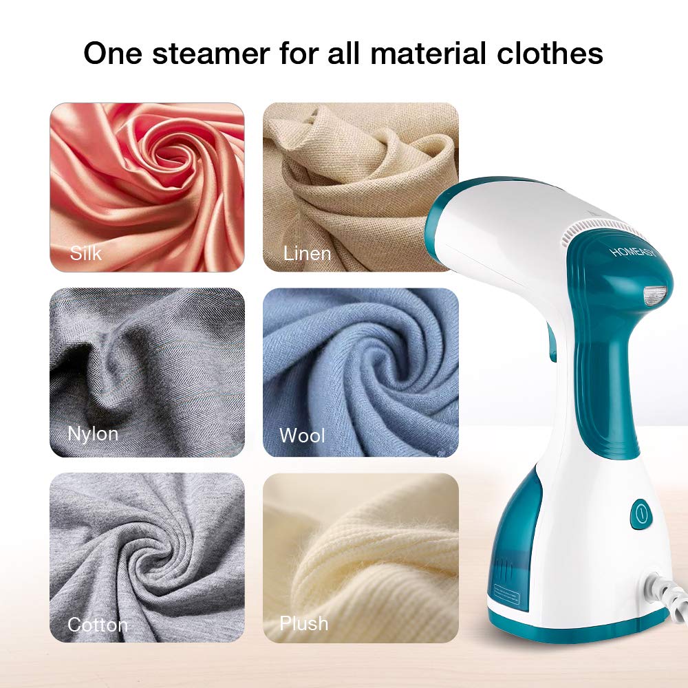 Clothes Steamer, HOMEASY Steam Iron Handheld Garment Steamer Wrinkle Remover Clothing Steamer with Fast Heat-up for Home and Travel Green