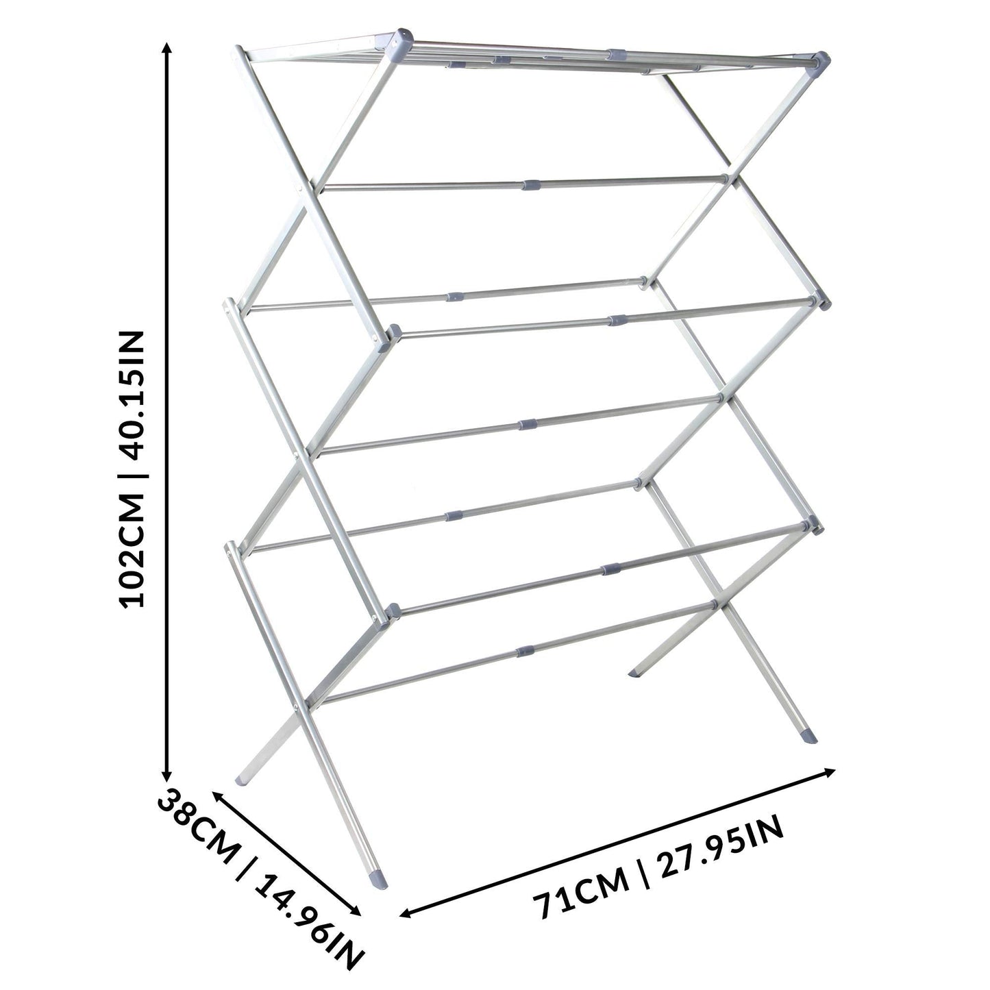 Expandable Folding Clothes Airer | 7.5m Drying Space | Washing Drying Rack | Space Saving 3 Tier Folding Design for Easy Storage | M&W