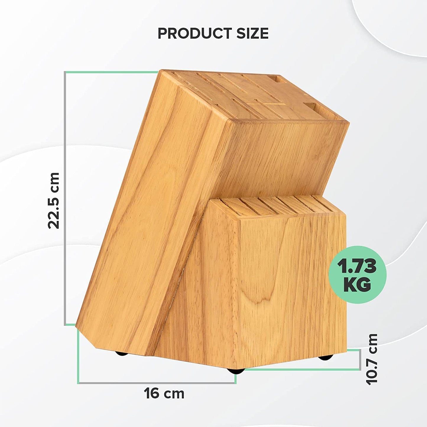 Coninx Knife Block RubberWood - Safe & Easy Universal Knife Block Solution - Convenient and Secure Knife Support Without Knives to Save Space and Find Your Knives Easily – Universal Knife Holder Malaysian Oak