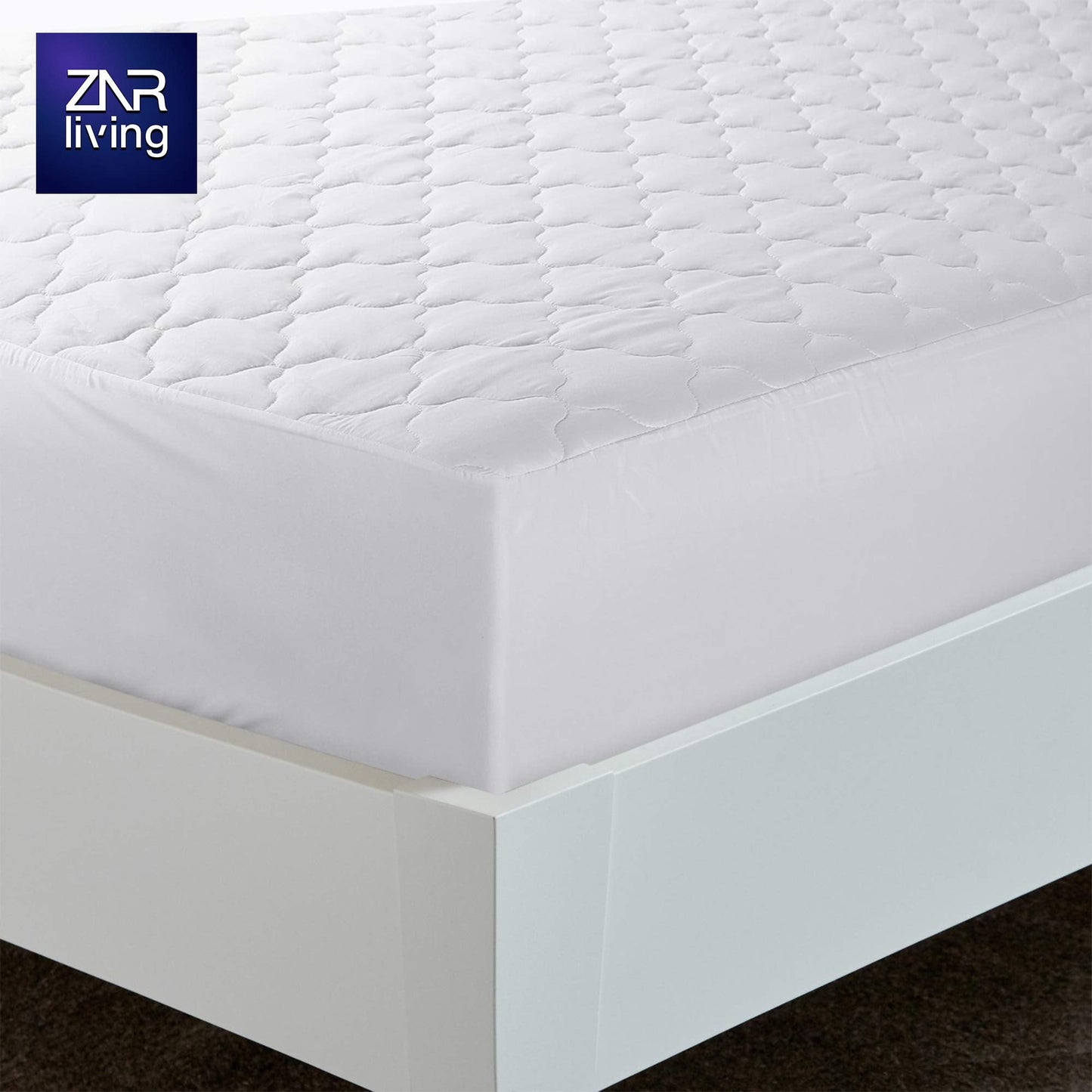 ZNR® Triple Filled Quilted Mattress Protector | Mattress Toppers Double | 40 CM Extra Deep Skirt | Fitted Sheet Style Bed Cover | Hypoallergenic | Dust Mite Proof | Breathable | Noiseless…