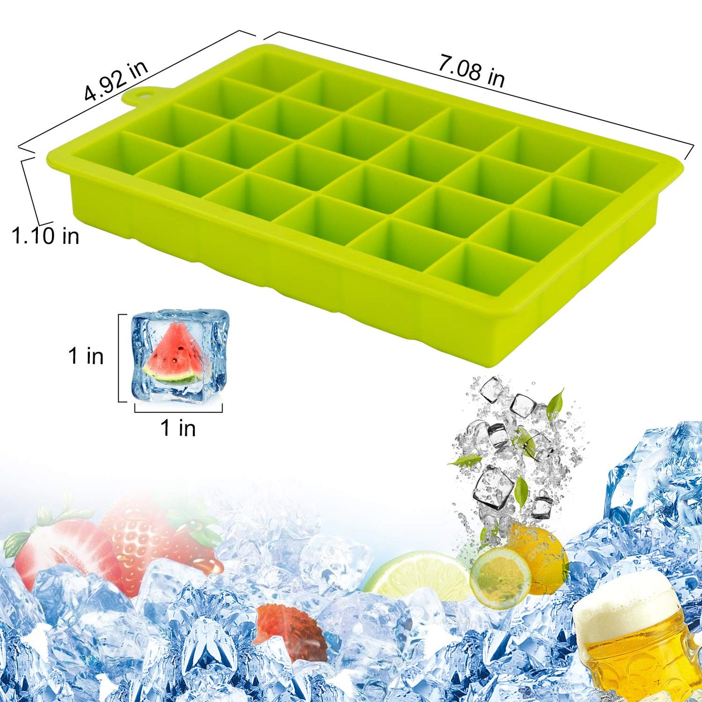 Ice Cube Trays 3 Pack, Morfone Silicone Ice Molds with Removable Lid Easy-Release Flexible Ice Cube Tray 24 Cubes per Tray for Cocktail, Whiskey, Baby Food, Chocolate, BPA Free, LFGB Certified Blue/Green/Purple