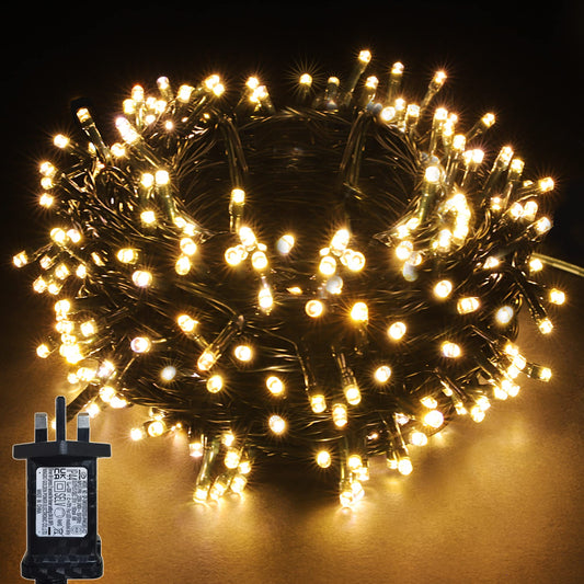 YOSION 50M LED String Fairy Lights On Dark Green Cable with Various Light Effects, Ideal for Christmas Tree, Xmas, Party,Wedding,ETC (Warm White,500 LEDs) 500 LED Warm White