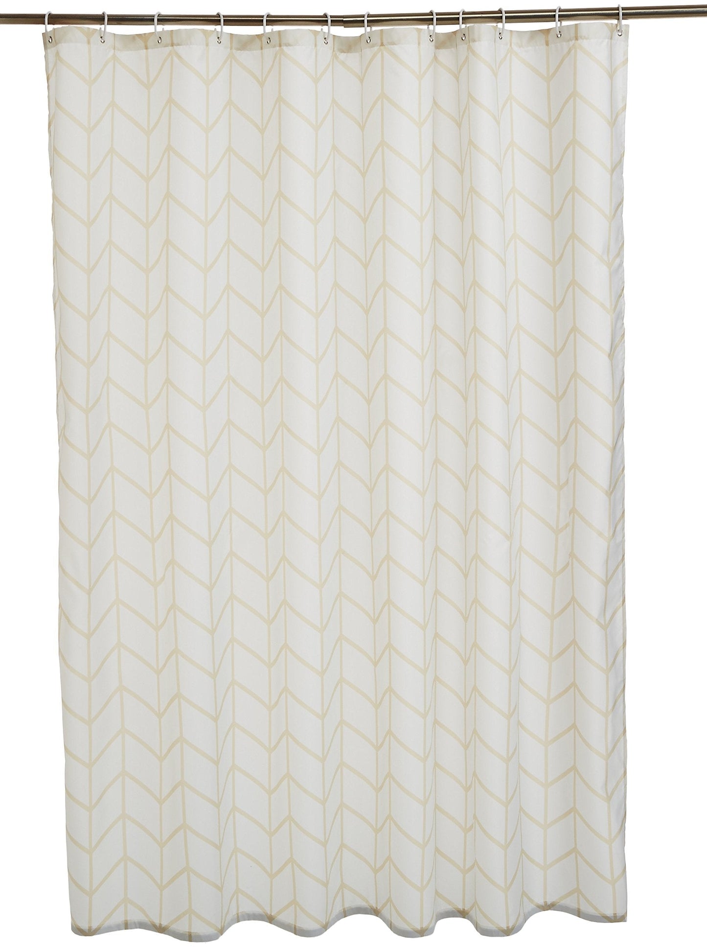 Amazon Basics Printed Fabric Shower Curtain,Natural Herringbone, 180 x 200cm 180 x 200 cm Natural Herringbone