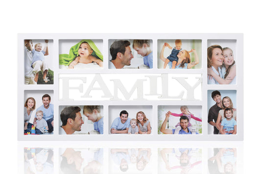 Arpan Family Multi Aperture Photo Picture Frame - Holds 10 X 6''X4'' Photos (White Family) W70 x L34 x H3 cms White Family