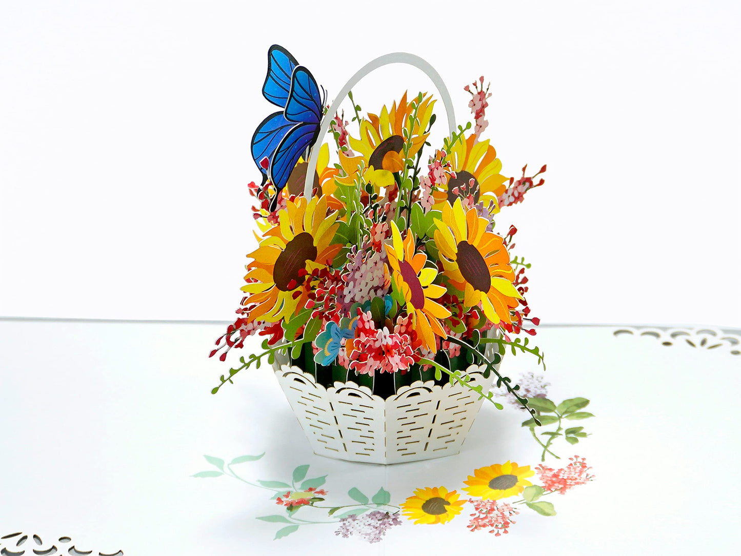 CUTPOPUP Sunflowers Basket - Birthday Cards for Women, Mothers Day Cards Pop Up, Flowers 3D Greeting Card, Anniversary Cards, Valentines Card UK