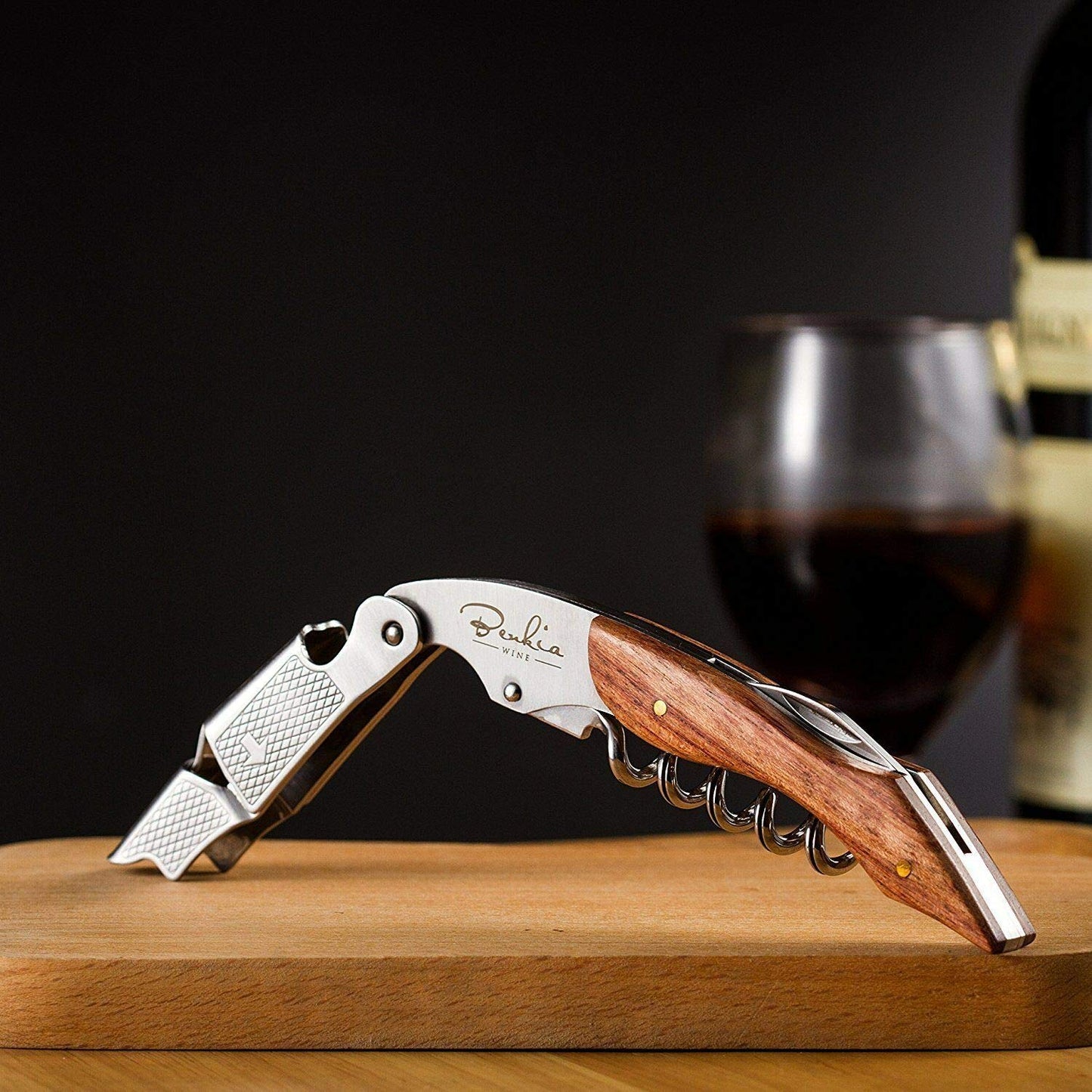 BENKIA Waiters Friend Corkscrew - Rosewood Wine Opener - Professional Decorative Stainless Steel Bottle Opener with Foil Cutter