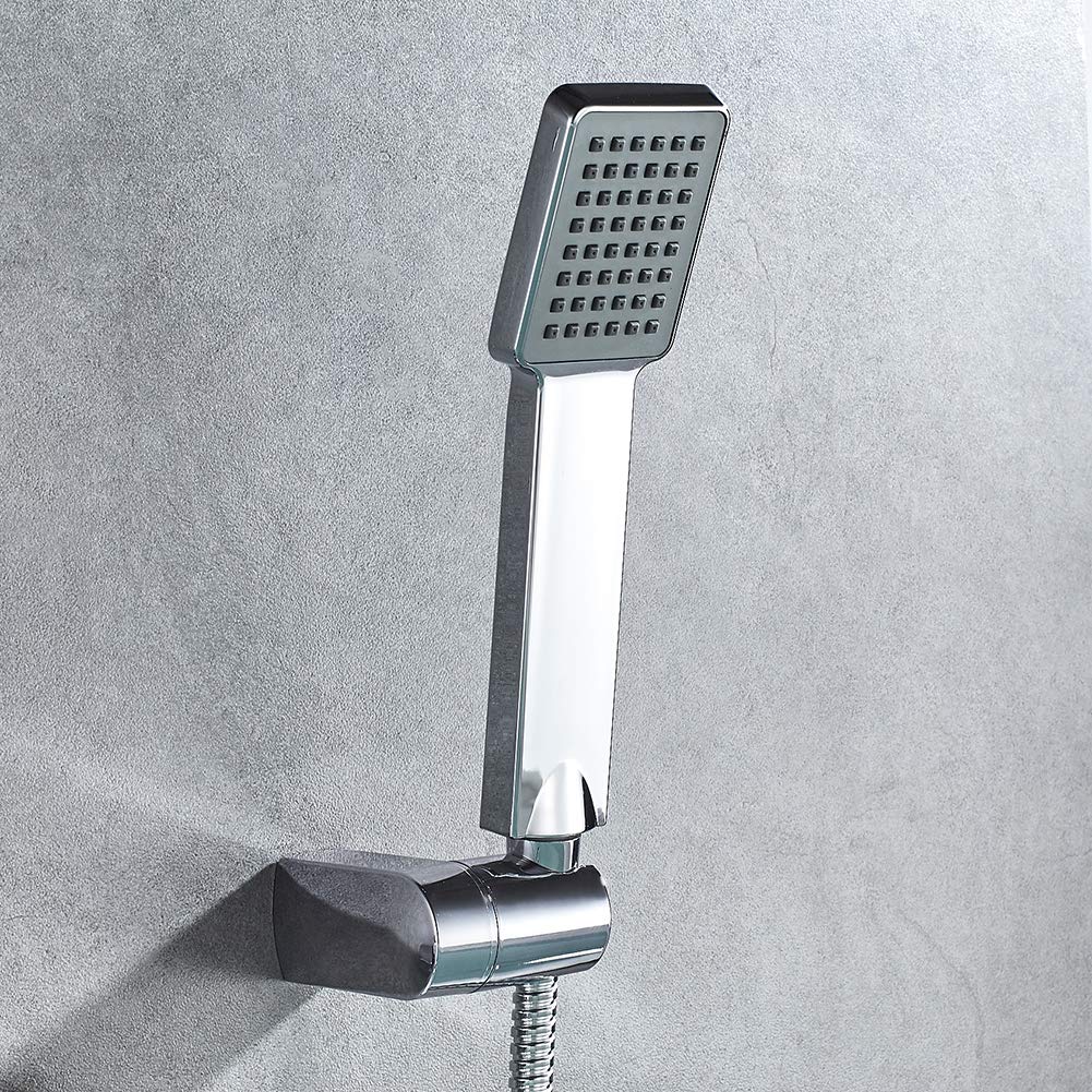 Ibergrif M20202 Shower Head, High Pressure Square Shower Heads, Universal Handheld Shower Head, Saving Shower Head, Rainfall Shower Head for Bath Taps, 1/2" Connection, Chrome M