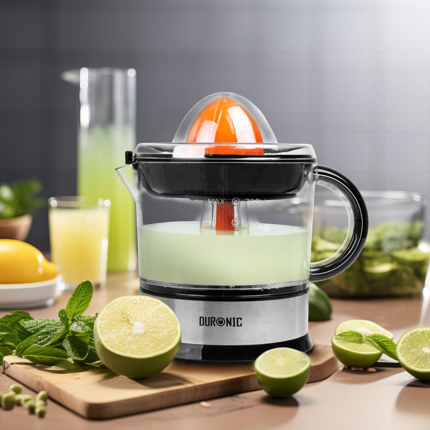 Duronic Electric Citrus Juicer JE407 40W 700ml Capacity | 2 Interchangeable Cones and Adjustable Pulp Filter Ideal for Fresh Citrus Juice Oranges Lemons Lime Squeezer Juice Machine JE407 40 Watt