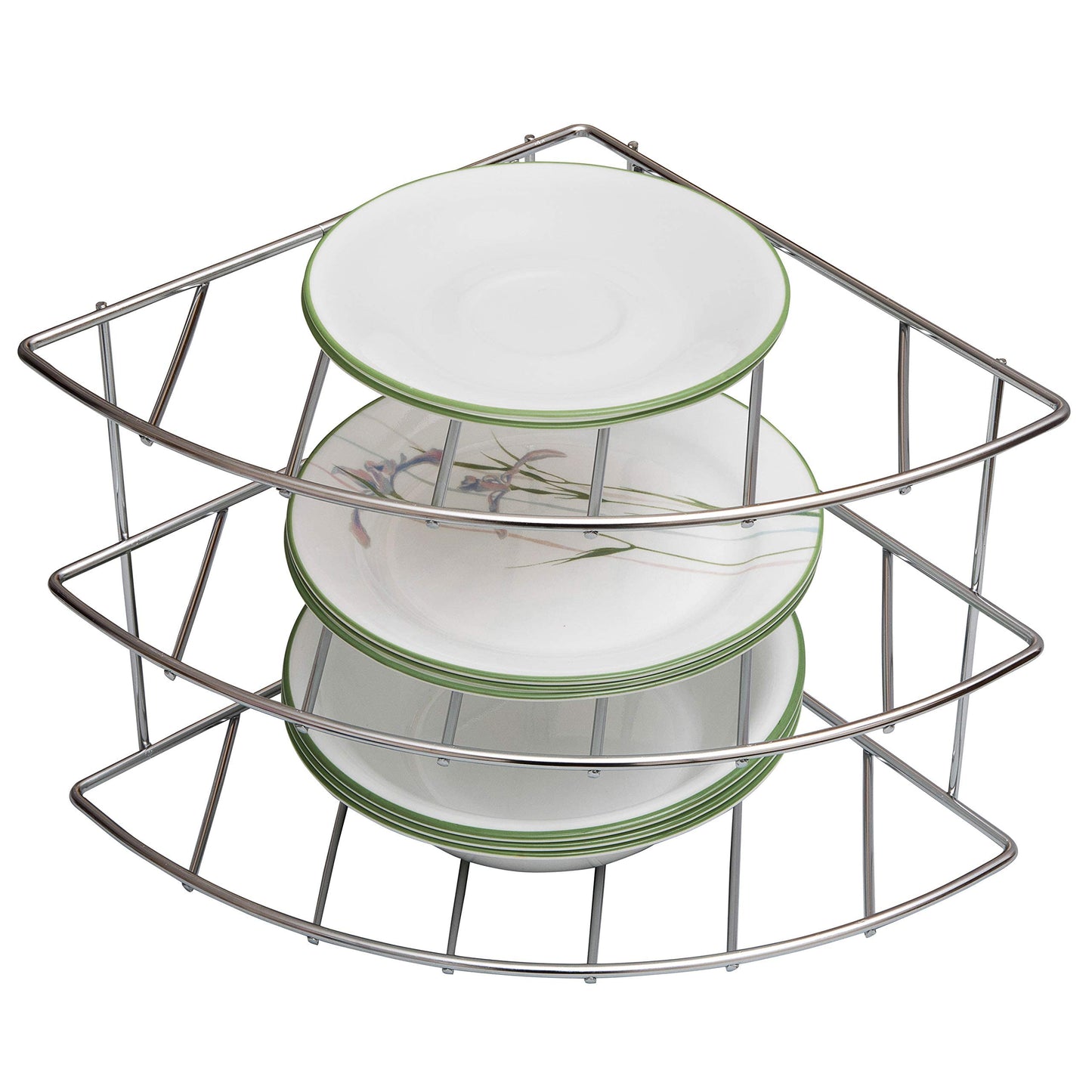 Amtido Plate Rack Kitchen Cupboard Organiser - 3 Tier Stand Holder Storage – Chrome 1