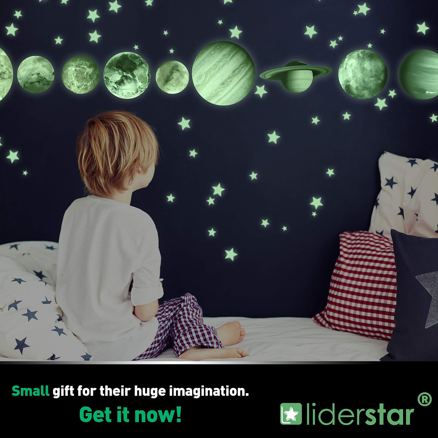 Glow in The Dark Stars and Planets, Bright Solar System Wall Stickers - Glowing Ceiling Decals for Kids Bedroom or Any Room, Shining Space Decoration,Birthday Gift for Boys and Girls