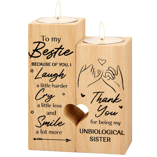 Heart-shaped Candlestick-Candle Valentines-Decoration Birthday-Wooden Candle craft, best friend candle.(To My Bestie) To My Bestie