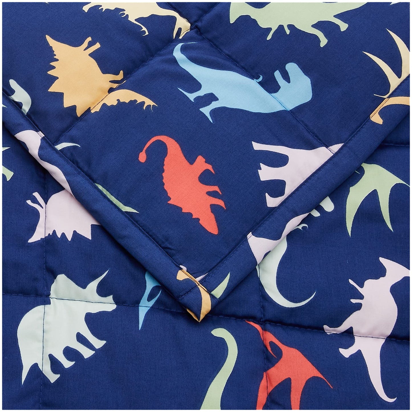 Amazon Basics Kids’ Cotton Weighted Blanket - 4.5 kg, 104 cm x 152 cm, Blue/Dinosaur 4.5 kg blanket Dinosaur