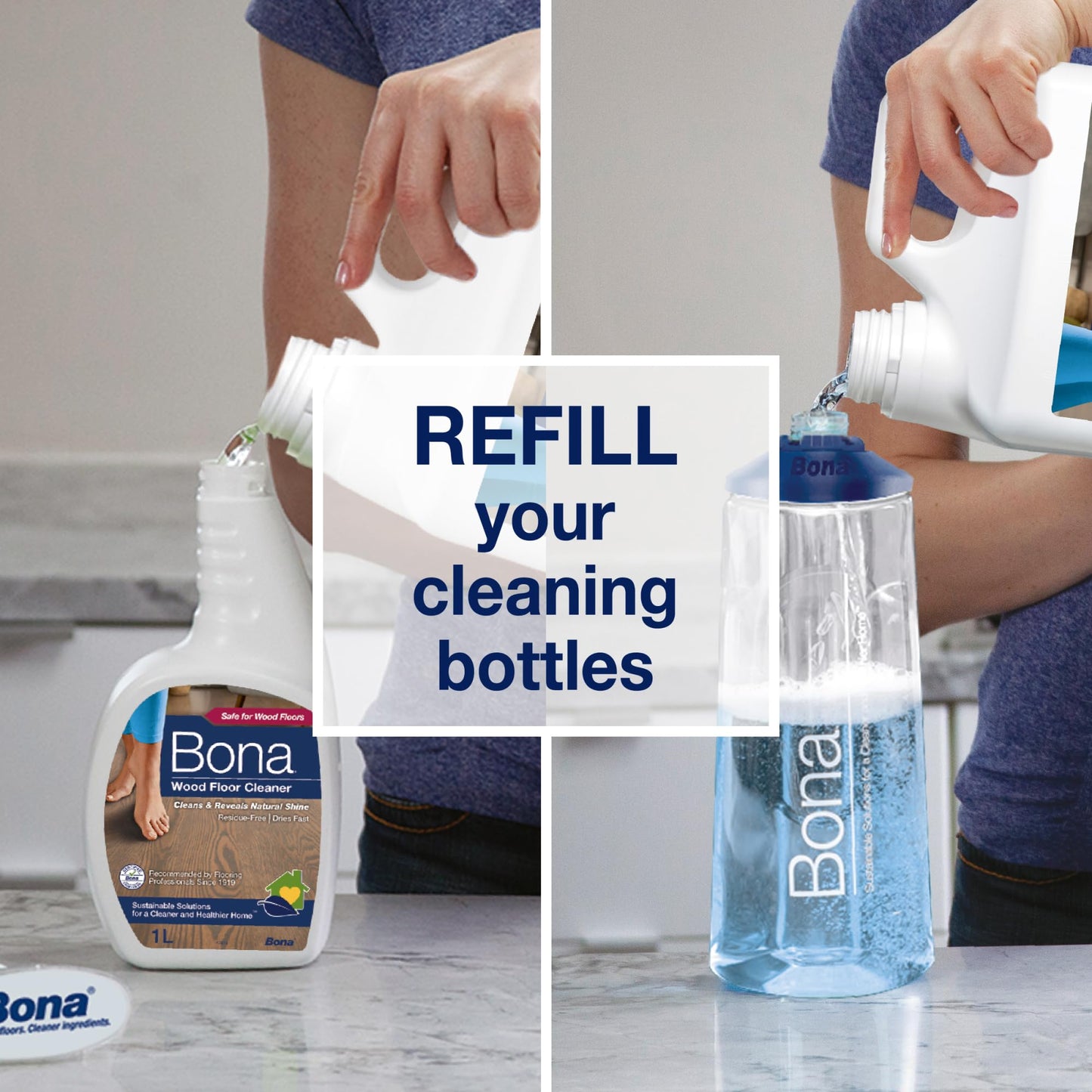 Bona Wood Floor Cleaner Refill - for use with Bona Spray Mop Kit, 2.5l