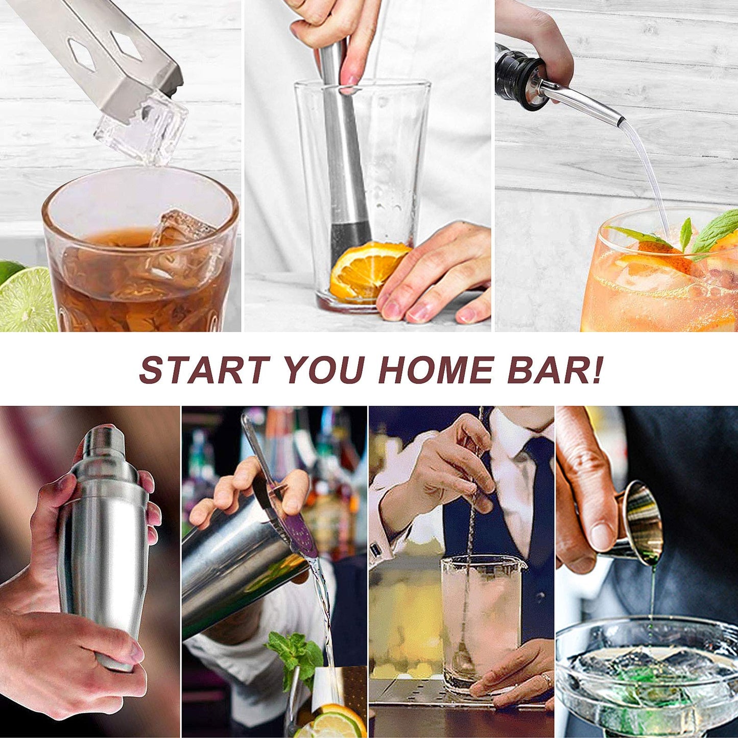 Cocktail Shaker Set,750 ML Stainless Steel Cocktail Mixing Set with Stand,Bartending Kit for Home,Bar,12 Pieces Bar Tool Kit for Christmas,Birthday,Anniversary,Weeding 12 Set