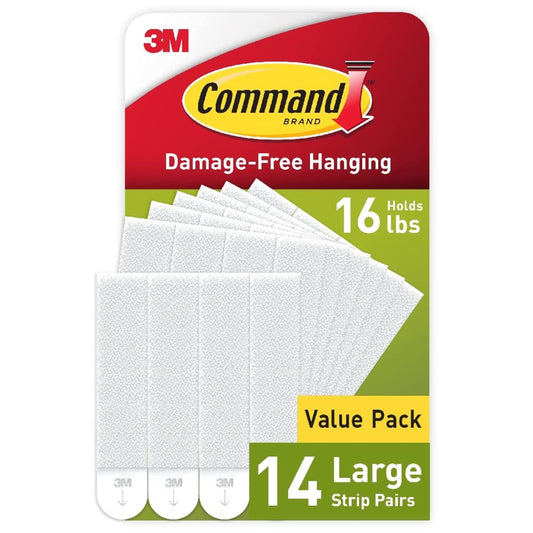 Command PH206-14NA Picture hanger strip pack, Holds 16 lbs White Large, 14 Pairs USA Import & marketplace seller repack