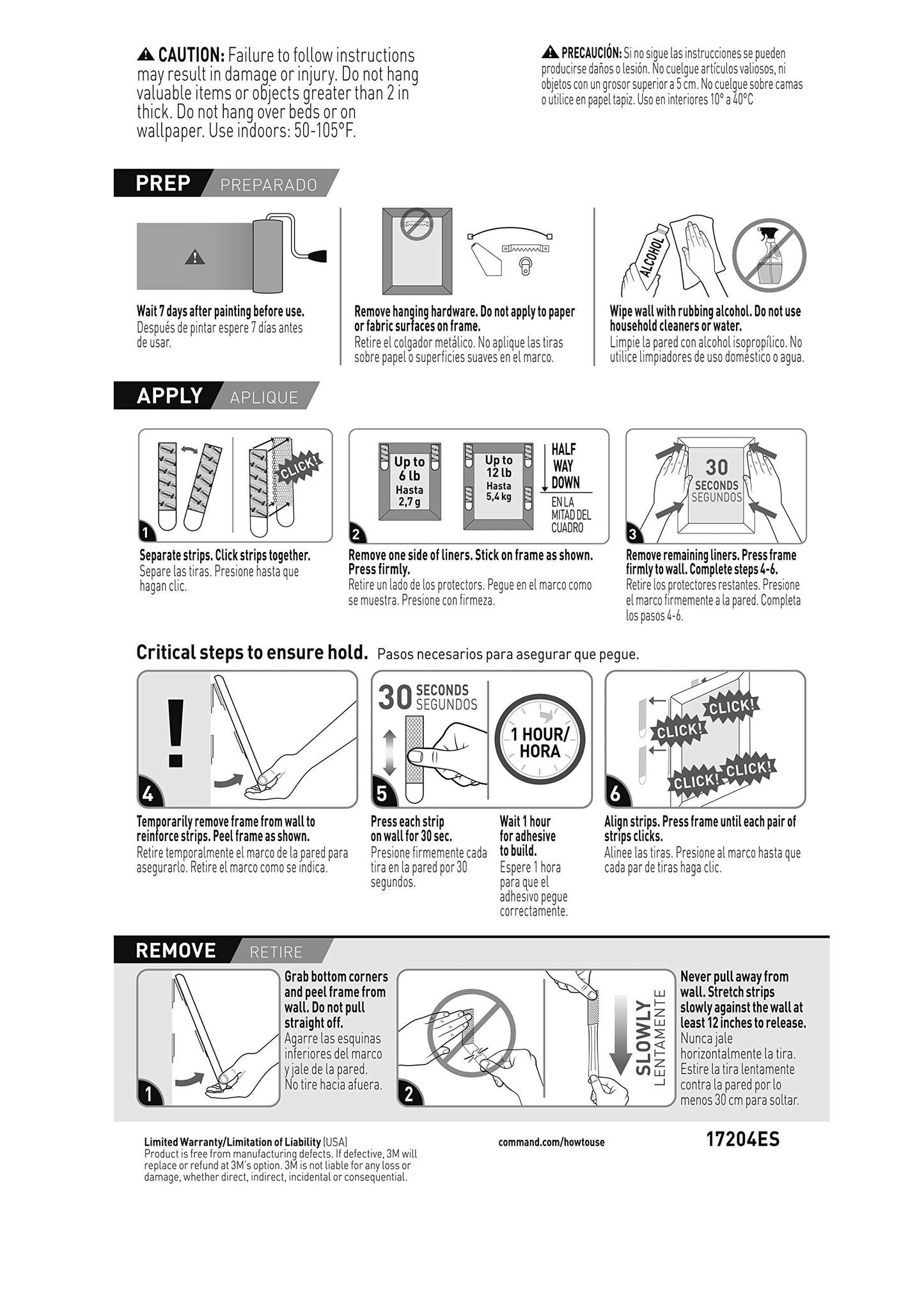 Command PH204-16NA Picture Hanging Strips, Medium, White, Holds up to 12 lbs, 16-Pairs, Easy to Open Packaging Hardware